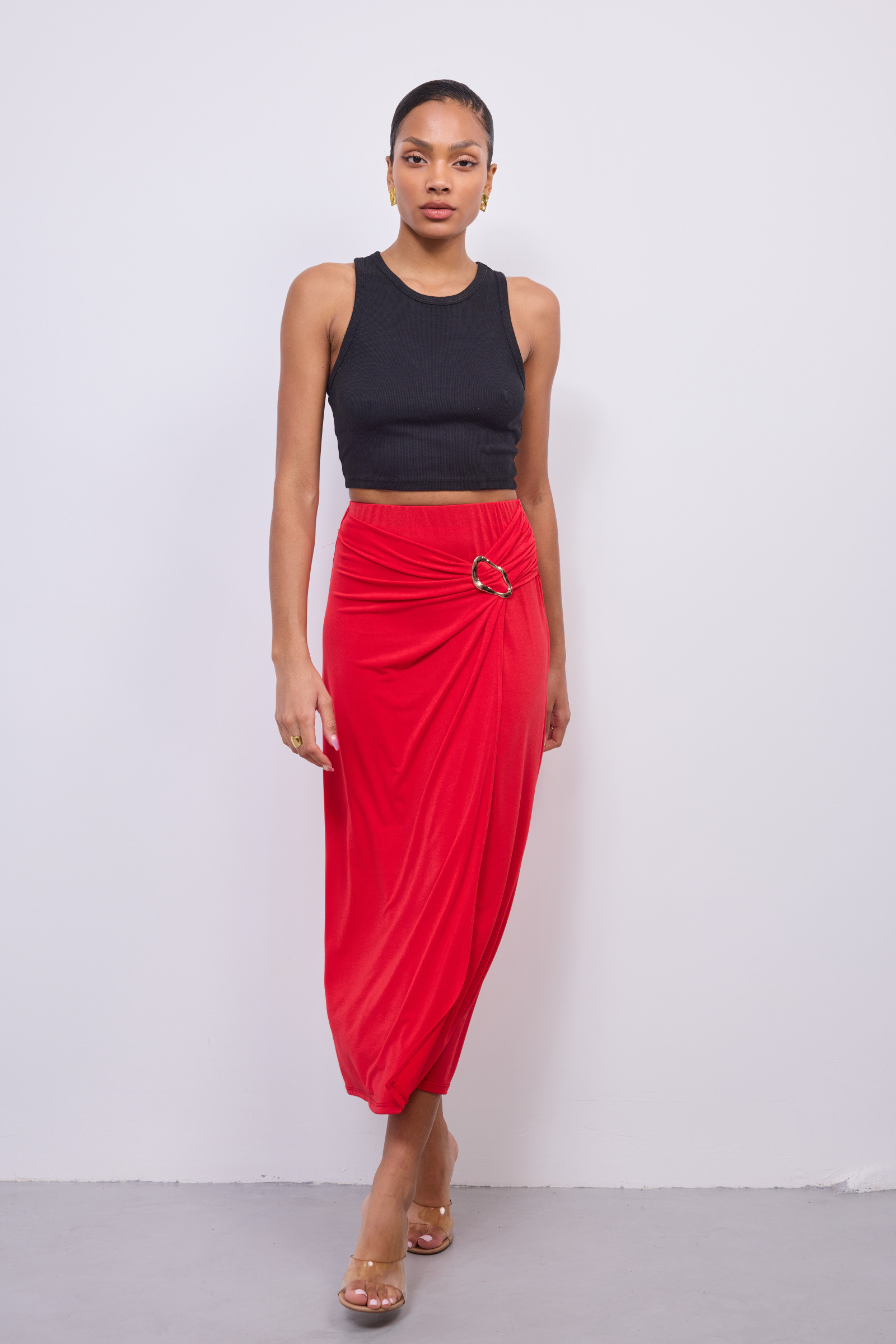 Mayorista Copperose Outlet - Falda de billetera larga decorada con bucle dorado