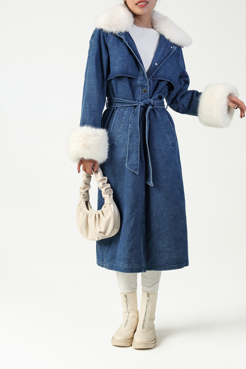 Grossista Copperose - cappotti lunghi in denim con pelliccia sintetica