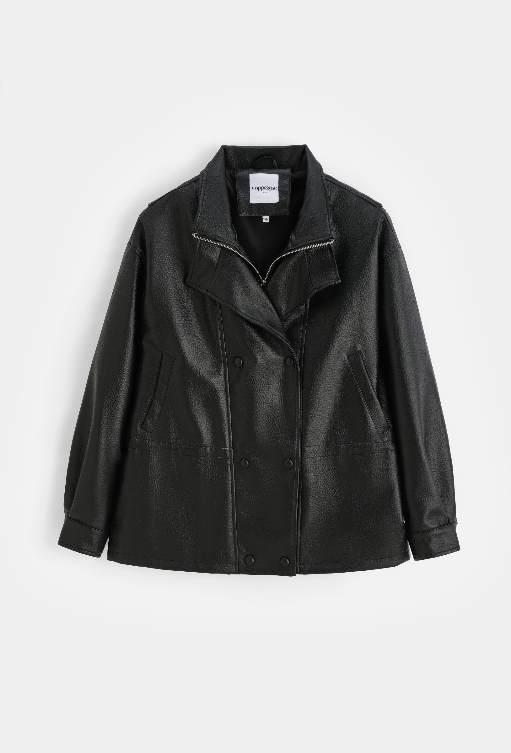 Grossiste Copperose - VESTE EFFET CUIR À DOUBLE BOUTONNAGE