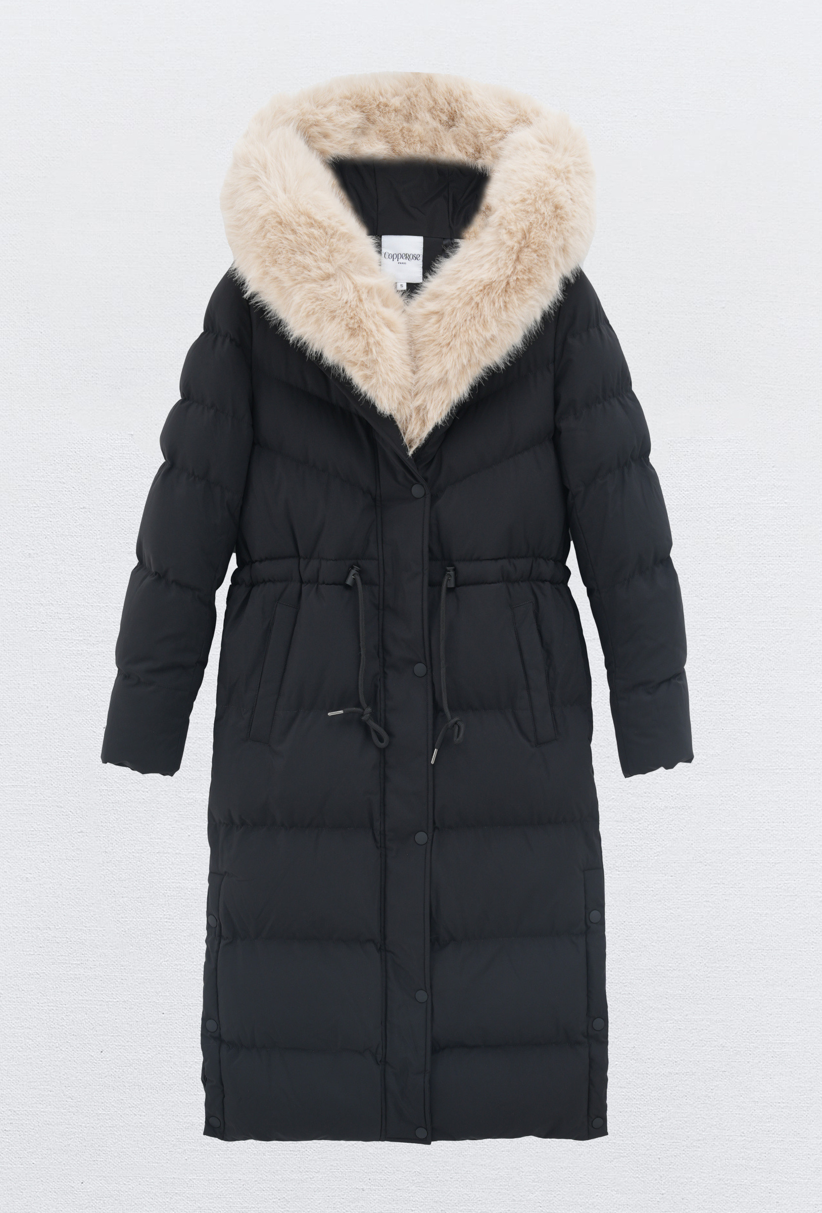 Großhändler Copperose - LANGE DAUNENJACKE MIT KUNSTFELLKAPUZE