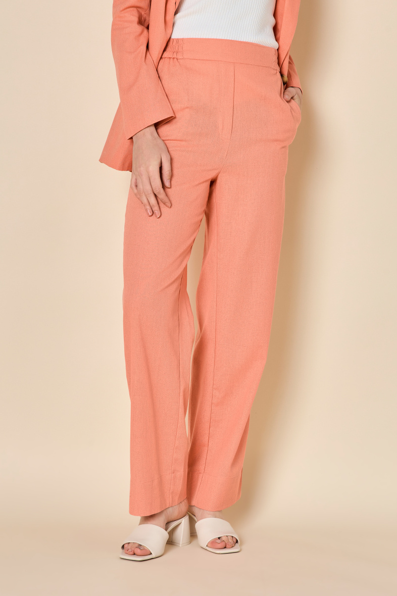Grossista Copperose Outlet - Pantaloni dritti a vita alta in lino