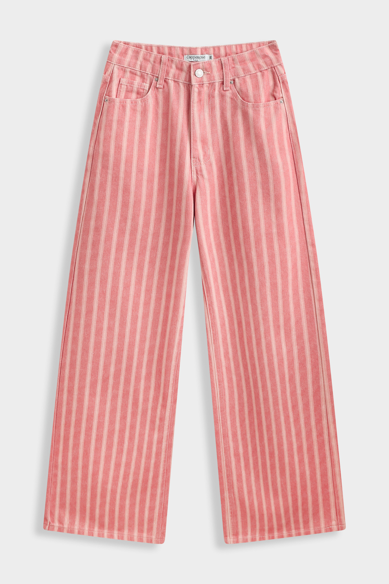 Großhändler Copperose - GESTREIFTE DENIM-HOSE MIT WEIT-BEIN