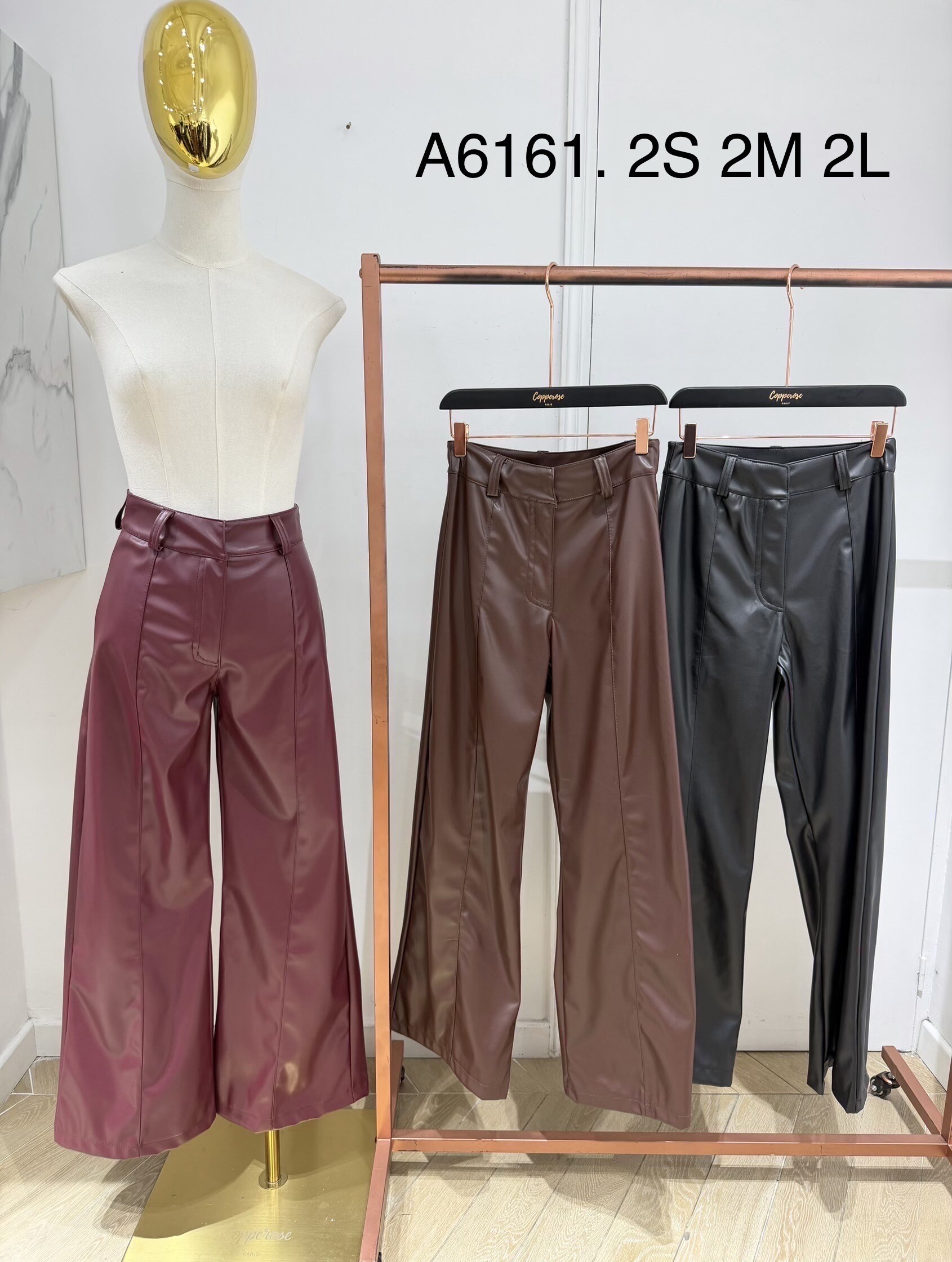 Mayorista Copperose - PANTALÓN ANCHO DE POLIPIEL CON PINZAS