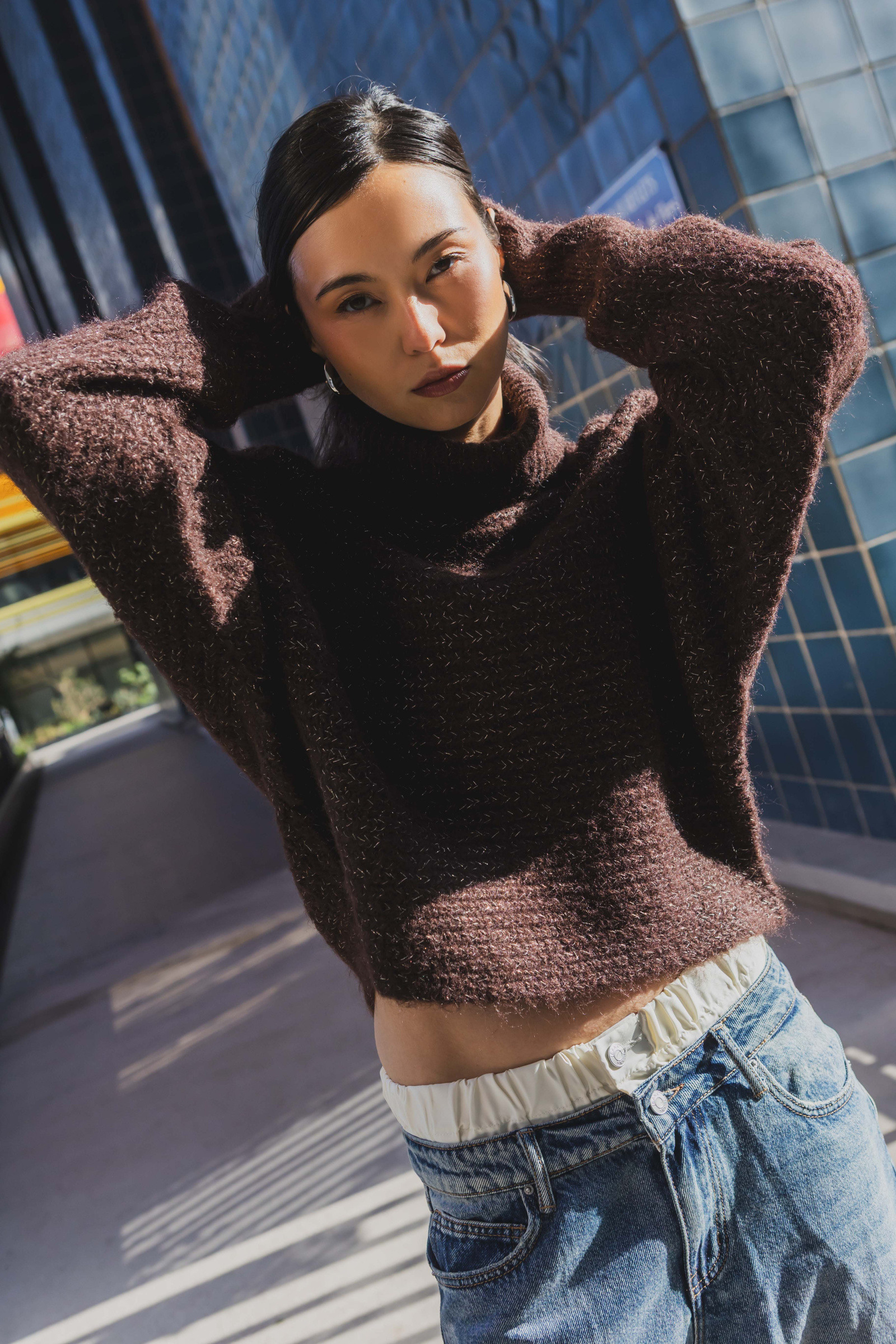 Grossiste Copperose - Pull court scintillant col roulé
