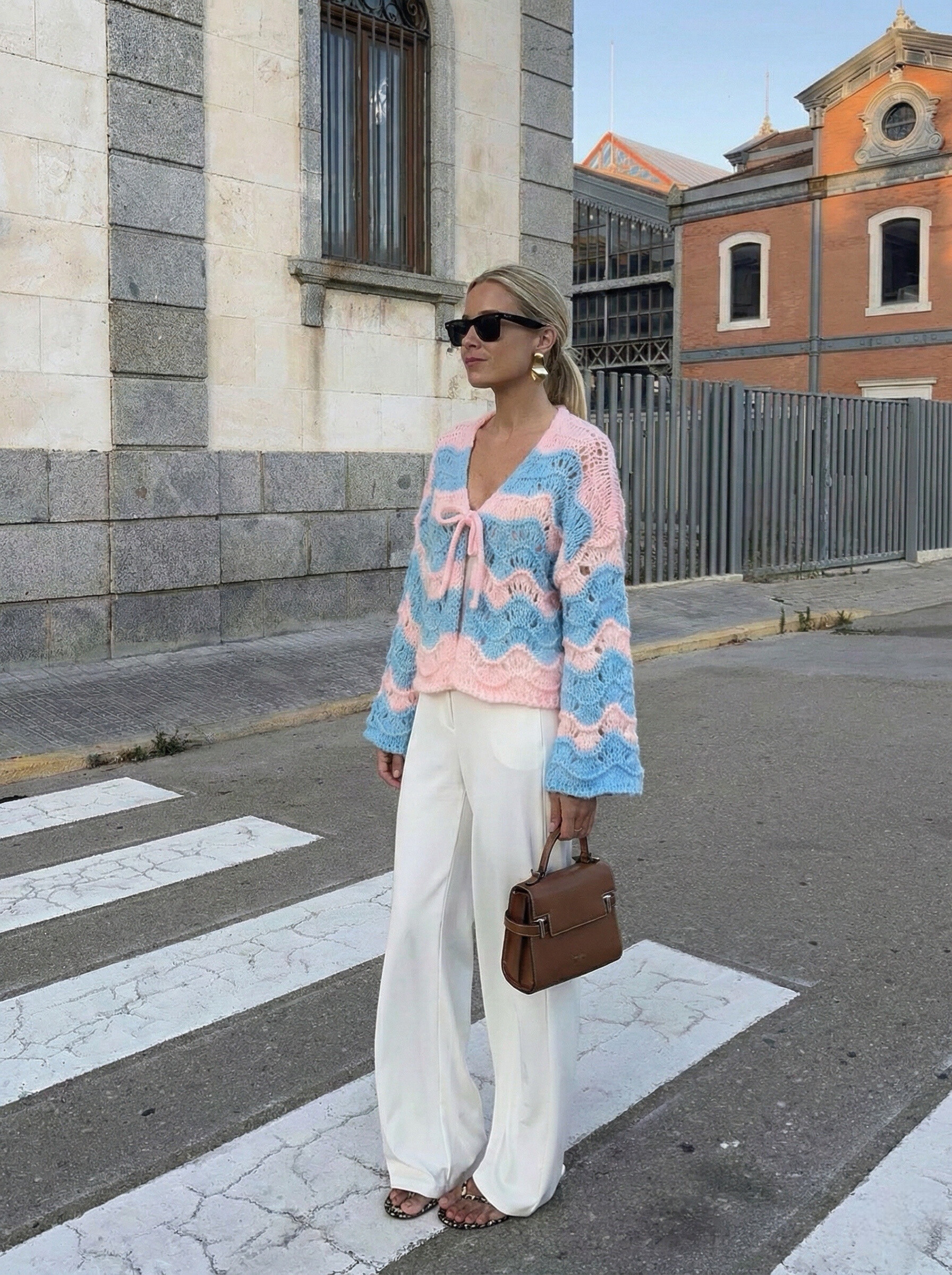 Grossiste Copperose - CARDIGAN COURT EN MAILLE AJOUREE A NOEUD