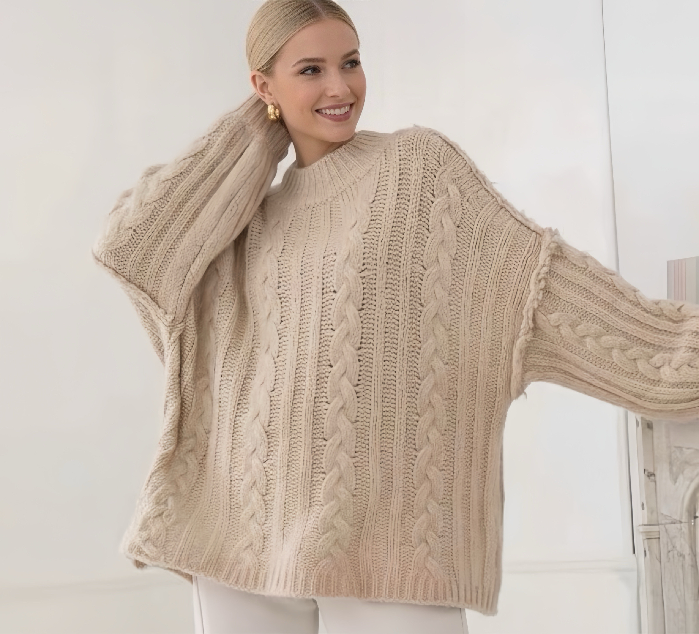 Grossiste Copperose - Pull large torsadé