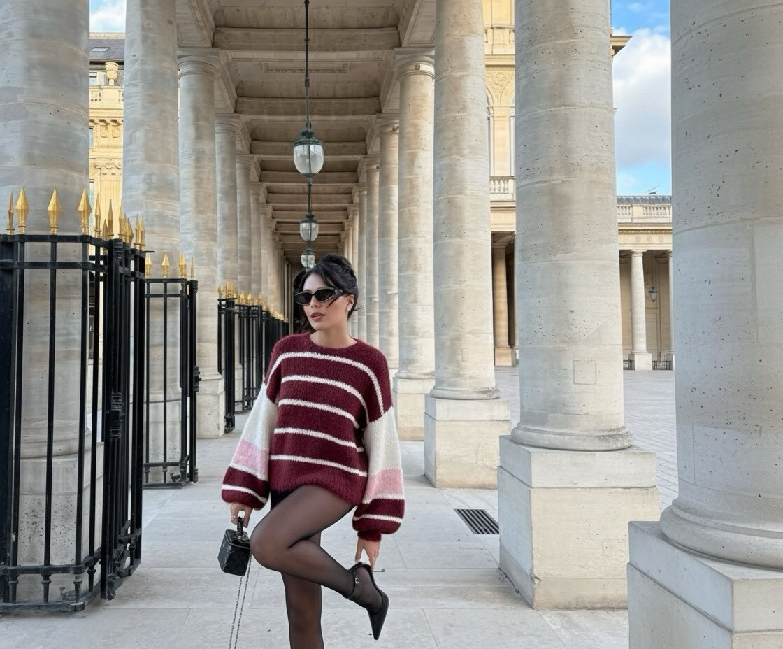 Grossiste Copperose - Pull en maille côtelée à rayures