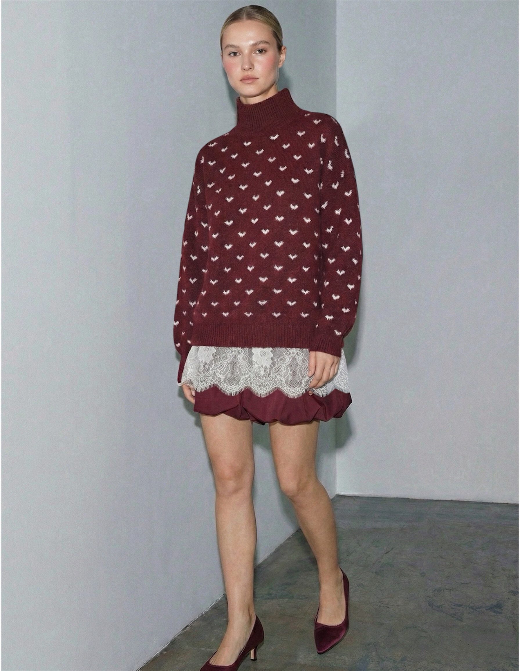 Grossiste Copperose - PULL À MOTIFS ET BASE DENTELLE