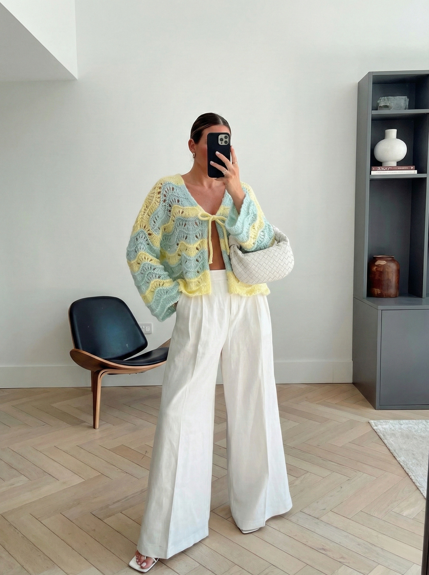Grossiste Copperose - CARDIGAN COURT EN MAILLE AJOUREE A NOEUD