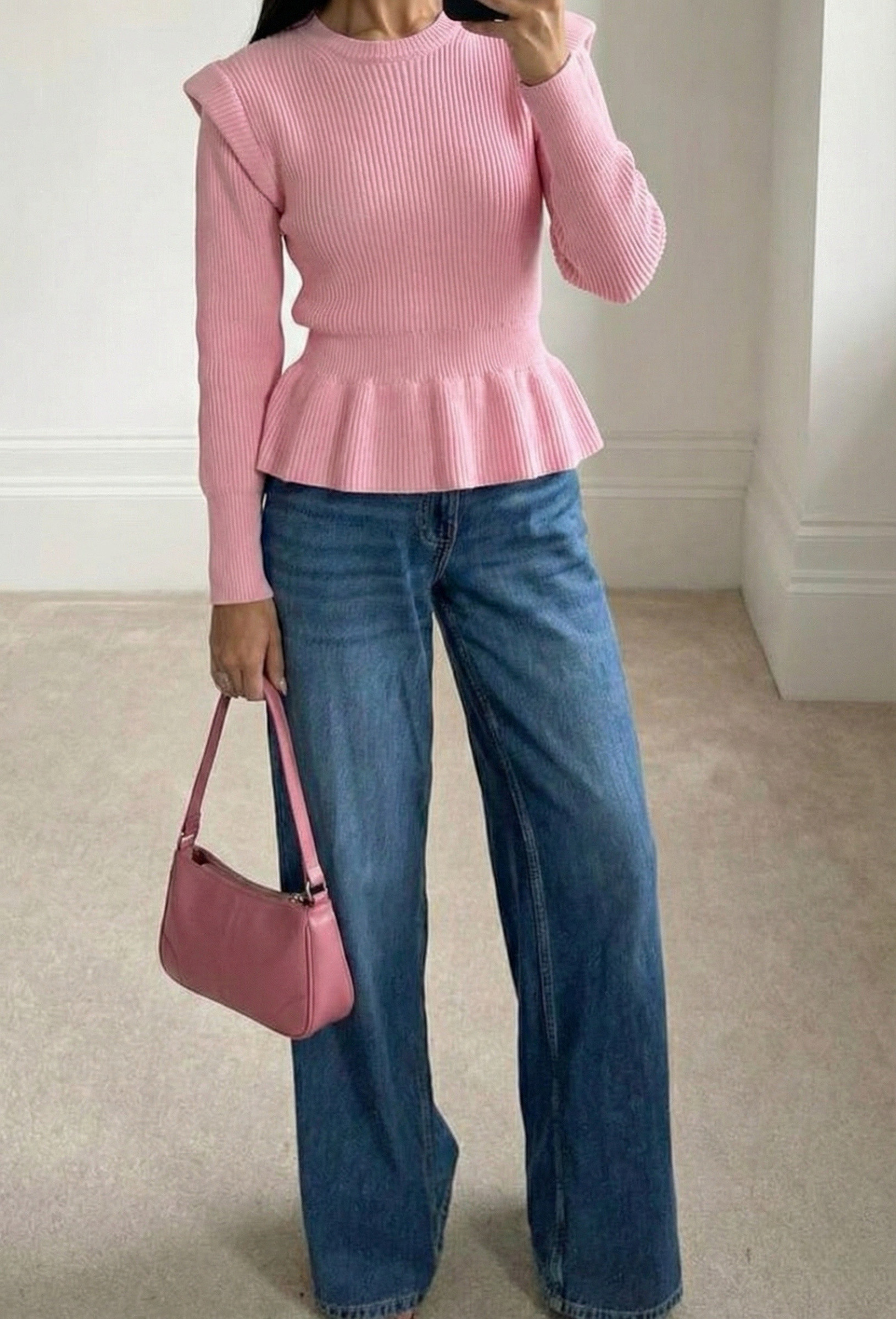 Wholesaler Copperose - Fitted peplum sweater in ribbed knit