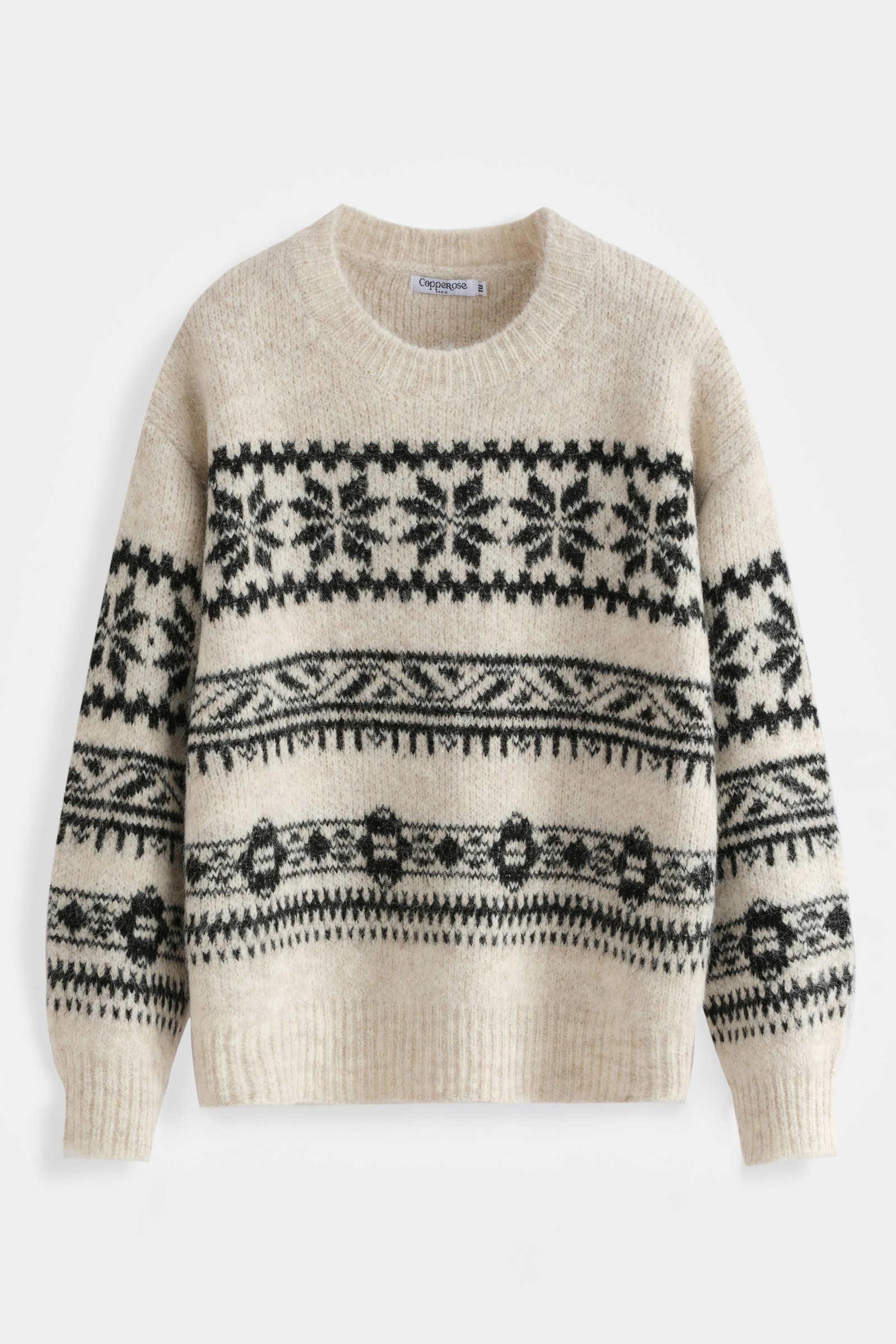 Großhändler Copperose - GROBSTRICKPULLOVER MIT NORDISCHEN MUSTERN UND RUNDAUSSCHNITT