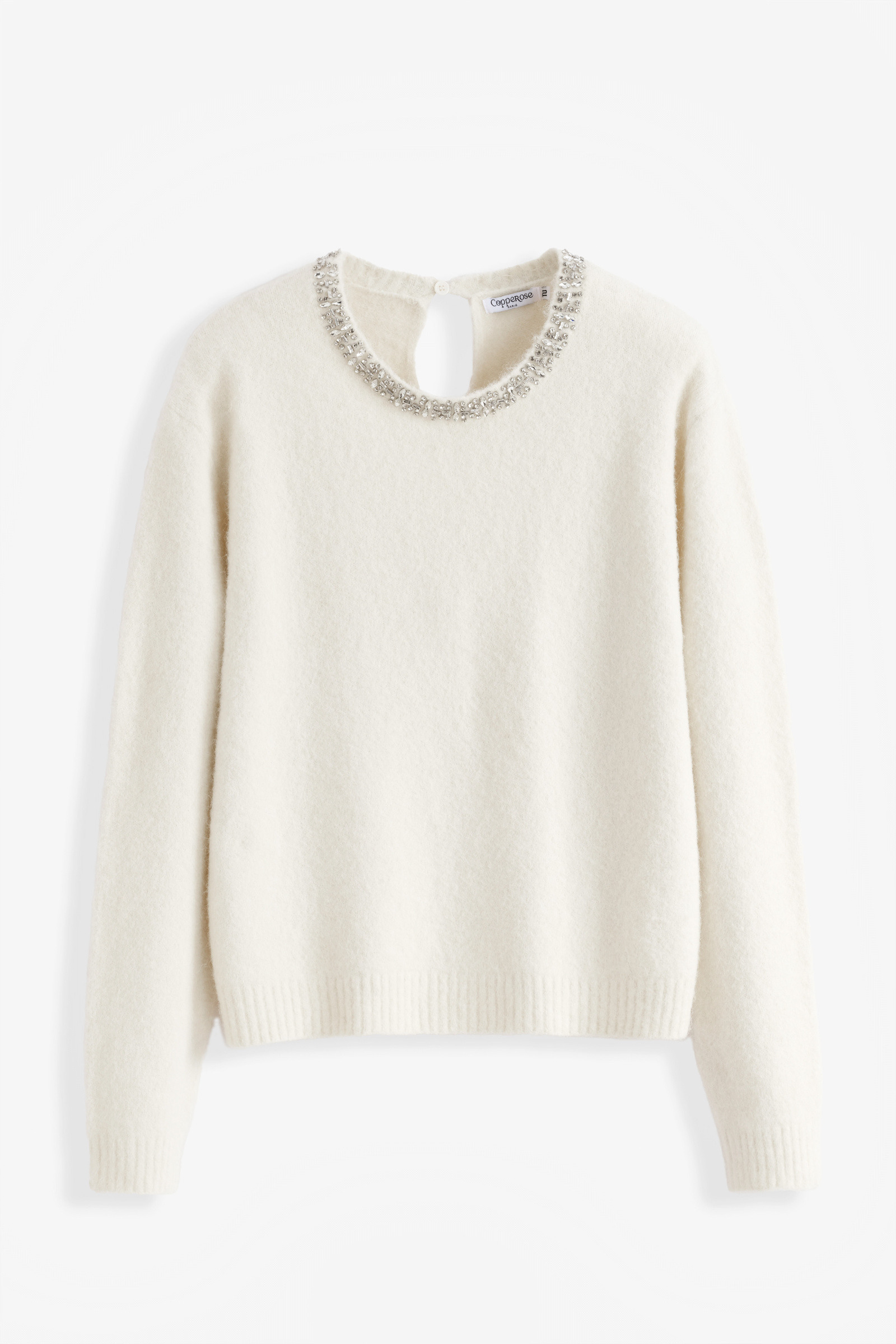 Grossiste Copperose - PULL EN TRICOT AVEC COL STRASS ET OUVERTURE GOUTTE