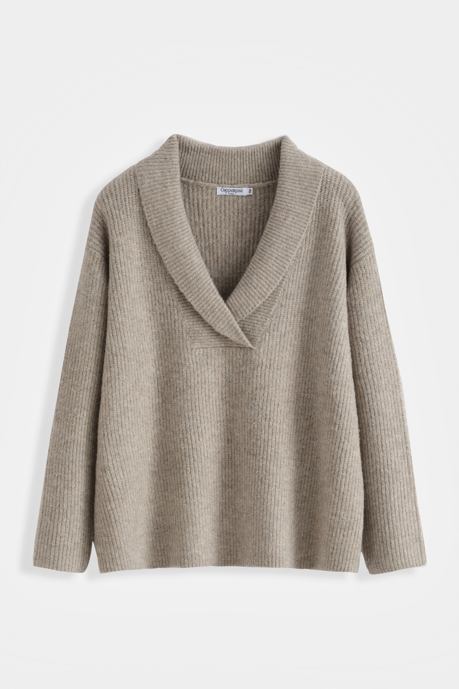Großhändler Copperose - OVERSIZE-PULLOVER AUS RIPPENSTRICK MIT SCHALKRAGEN