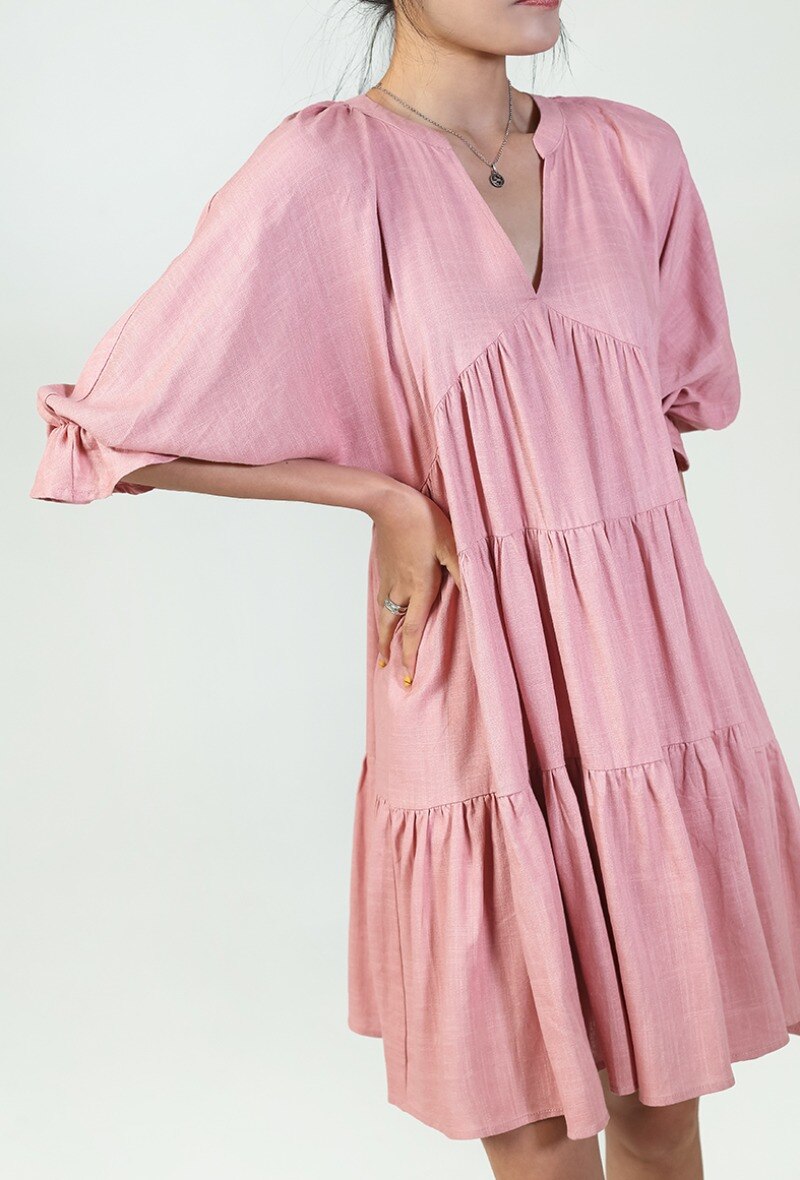 Grossiste Copperose - Robe courte avec lin