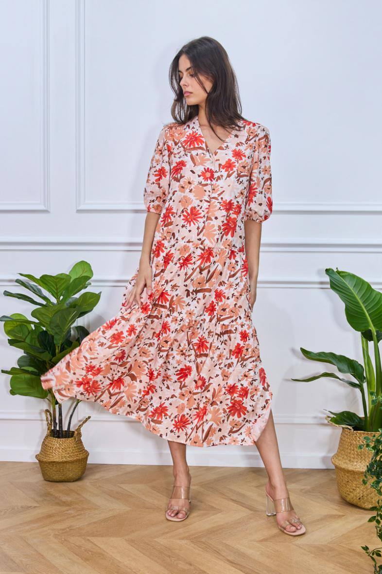 Mayorista Copperose Outlet - Vestido largo con estampado floral