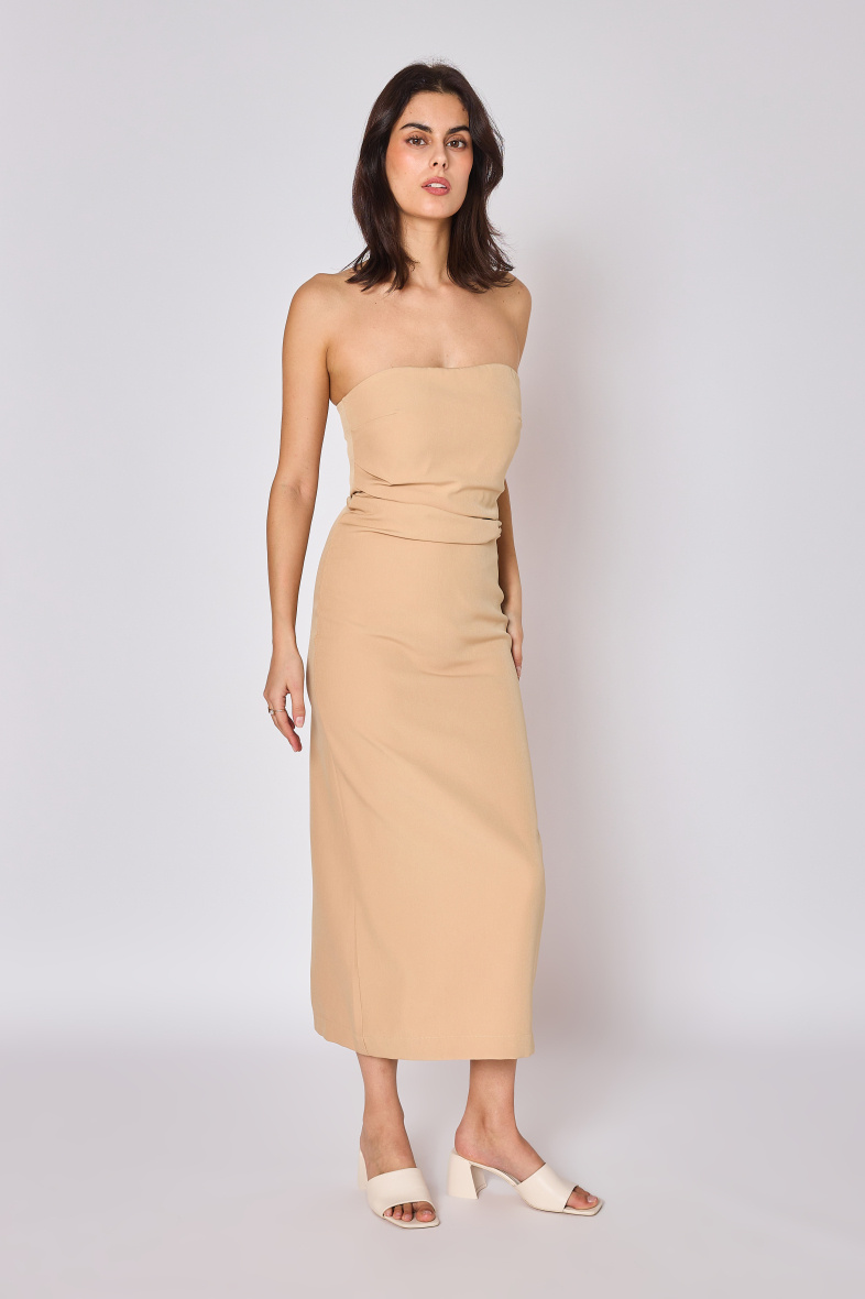 Mayorista Copperose Outlet - Vestido largo sin tirantes con abertura