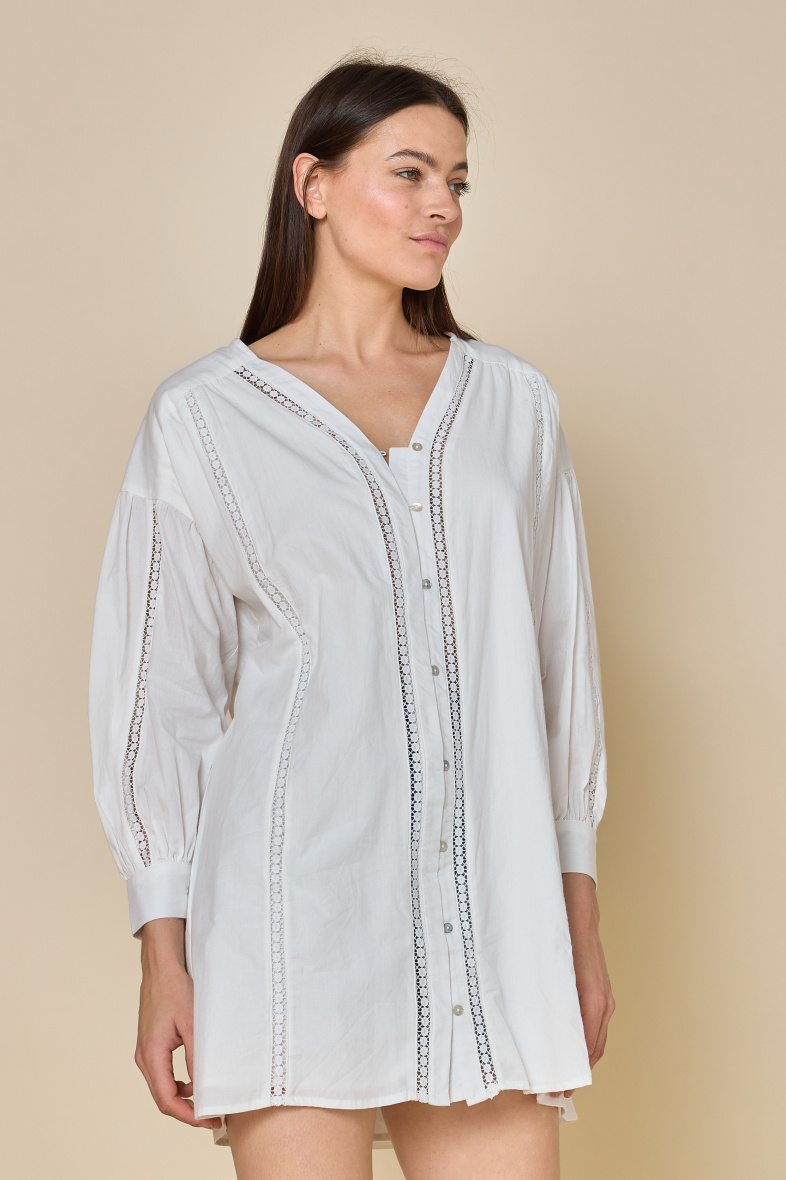 Grossiste Copperose - robe courte en coton avec détail dentelle