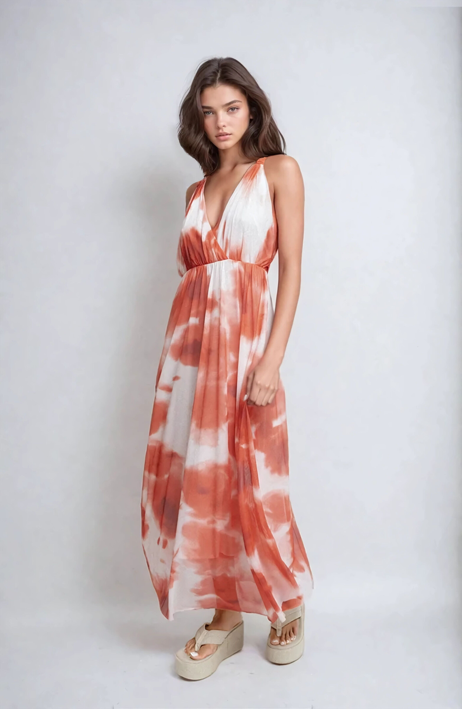 Grossiste Copperose - Robe plissée imprimé tie and dye