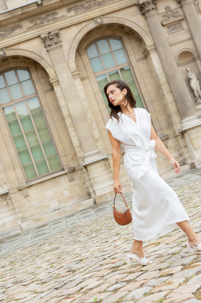 Wholesaler Copperose - Belted midi dress with linen