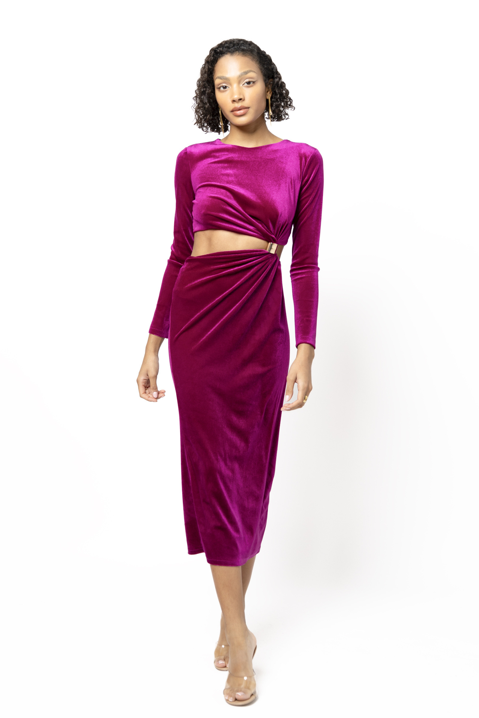 Mayorista Copperose Outlet - Vestido midi de terciopelo efecto 2 piezas