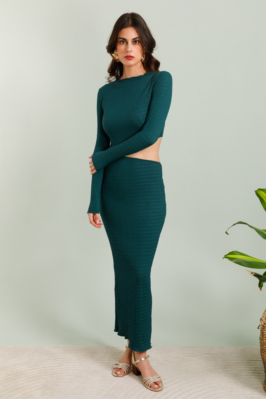 Mayorista Copperose Outlet - Vestido largo con textura recortada