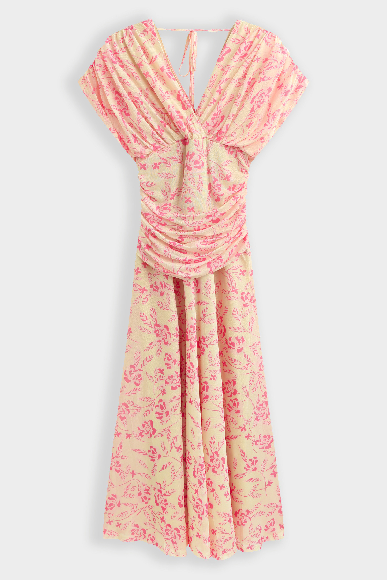 Grossiste Copperose - ROBE MI-LONGUE DRAPÉE À MOTIFS FLORAUX