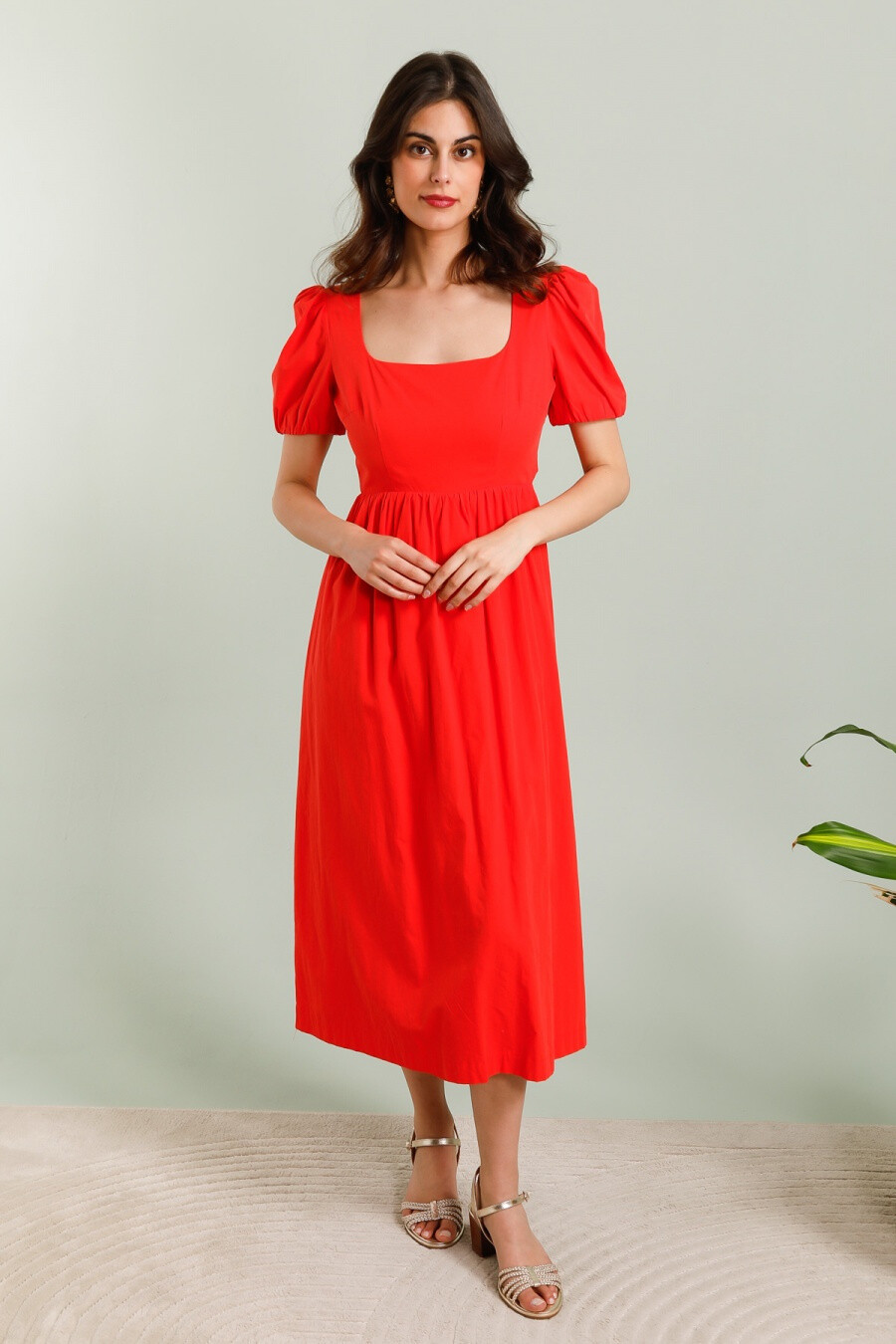 Mayorista Copperose - Vestido de algodón midi con nudos en la espalda