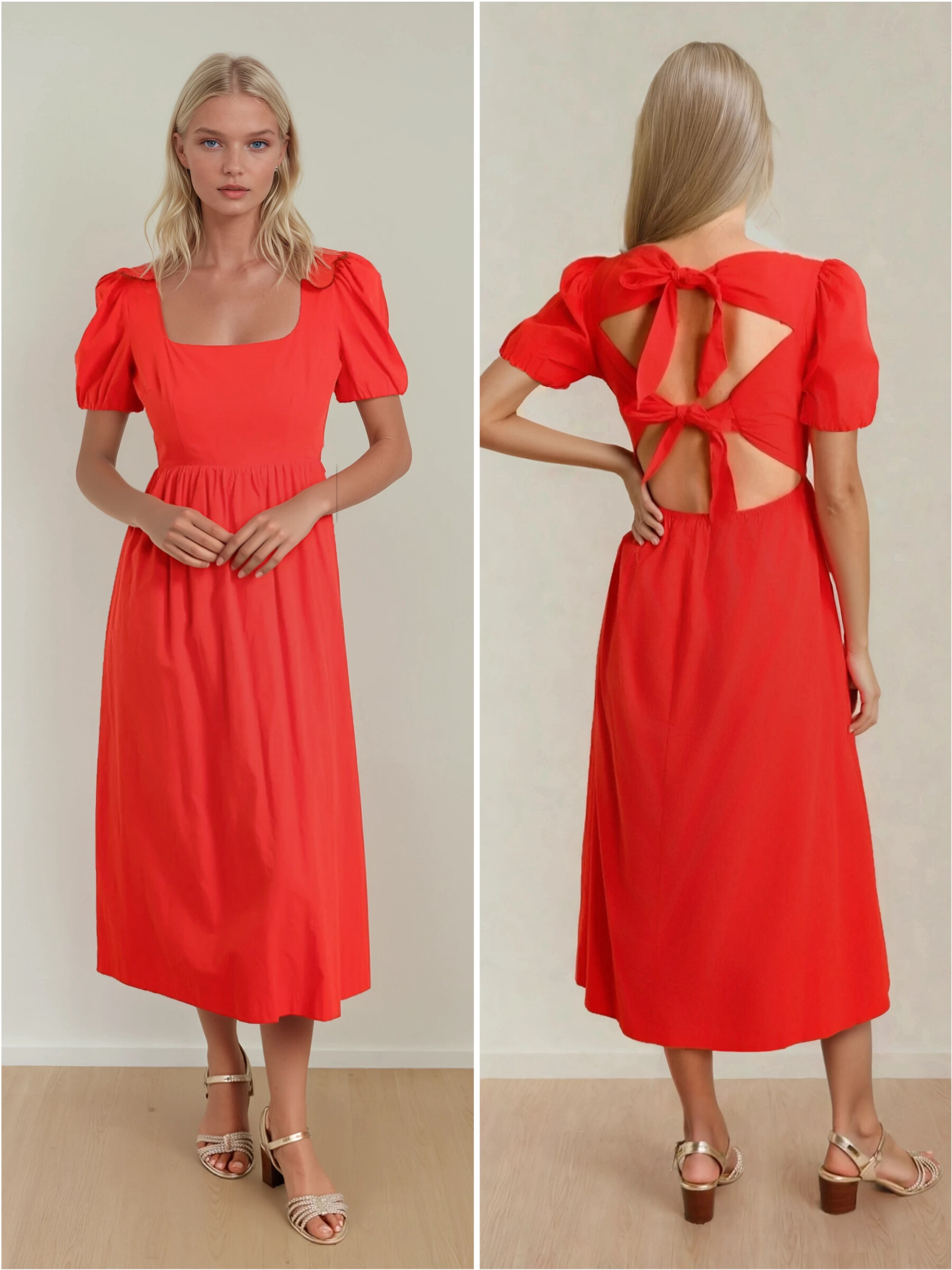 Mayorista Copperose - Vestido de algodón midi con nudos en la espalda