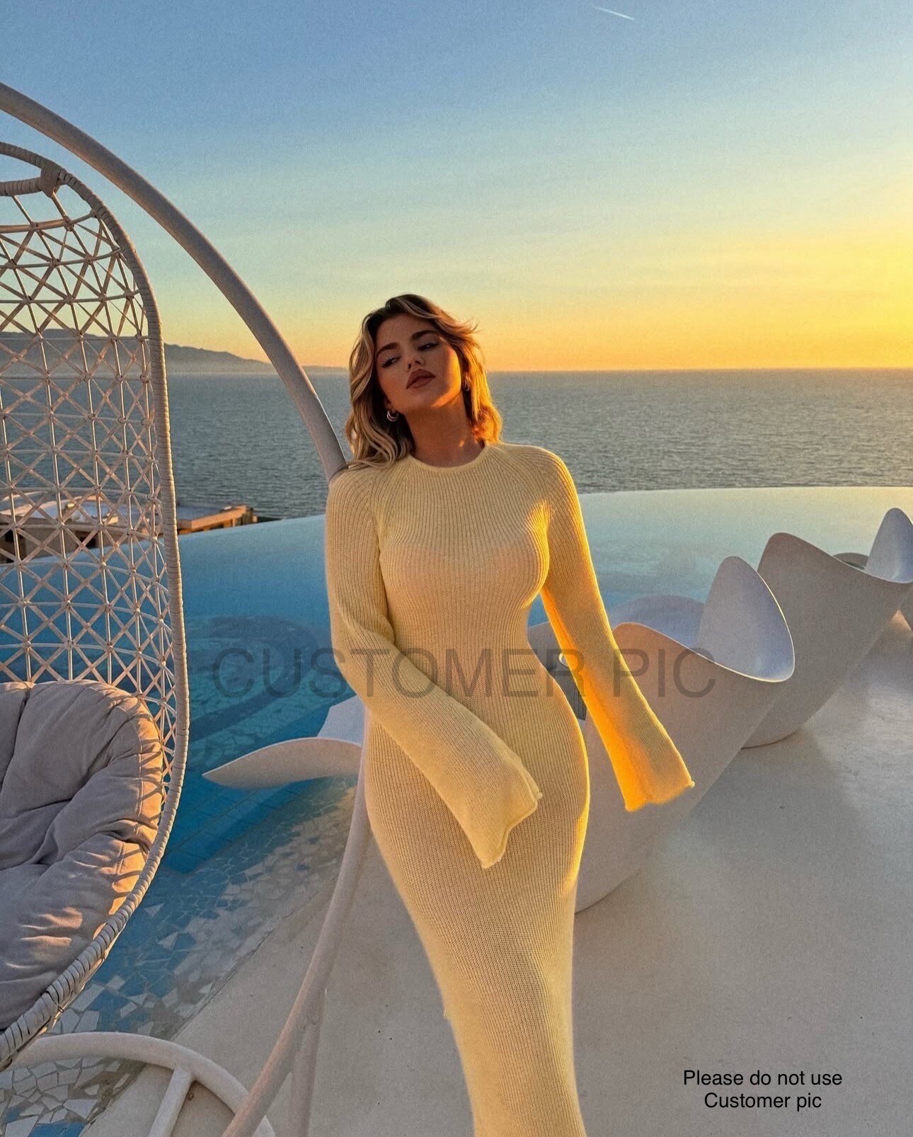 Mayorista Copperose - Vestido largo de punto con espalda cruzada descubierta