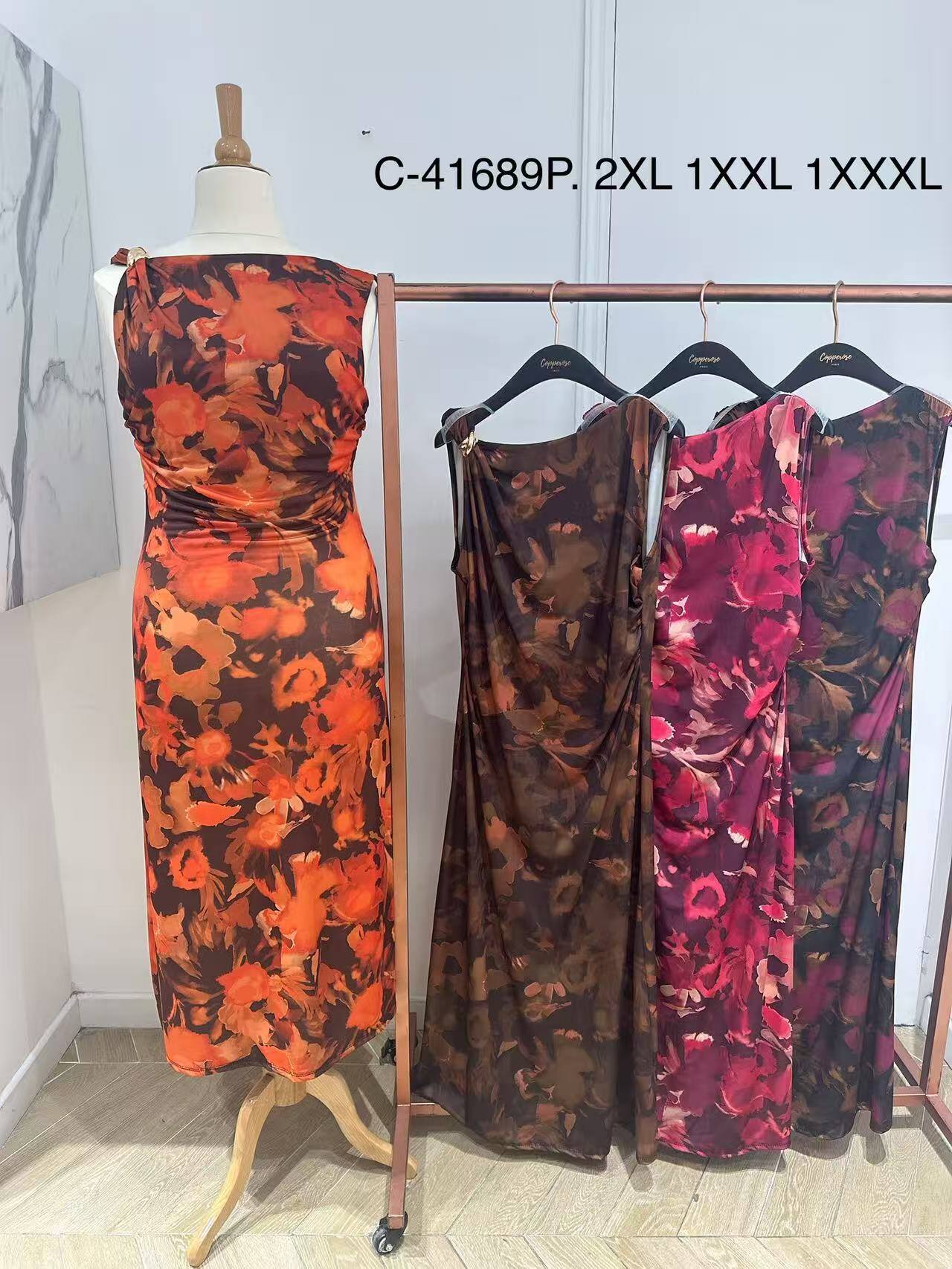 Mayorista Copperose - Vestido largo sin mangas con estampado floral y detalle metálico