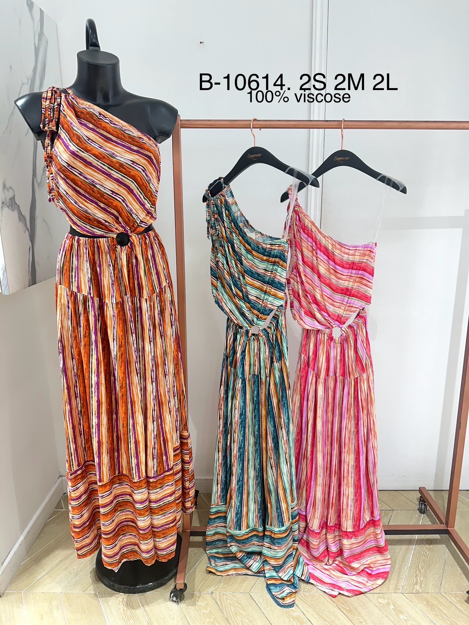 Wholesaler Copperose - Long viscose dress with multicolor cutouts