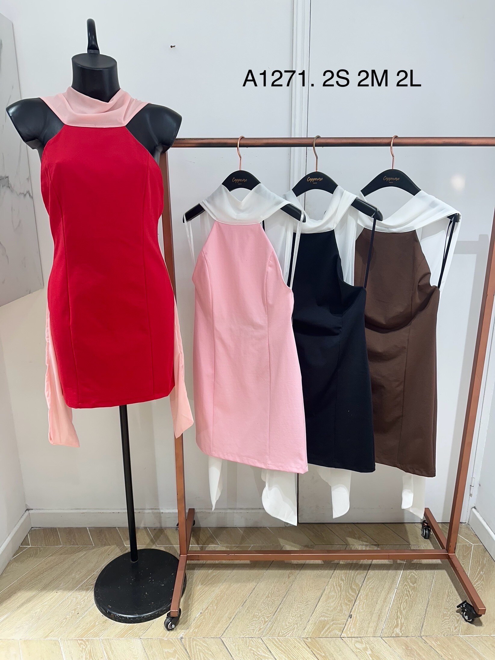 Mayorista Copperose - Vestido corto de contraste