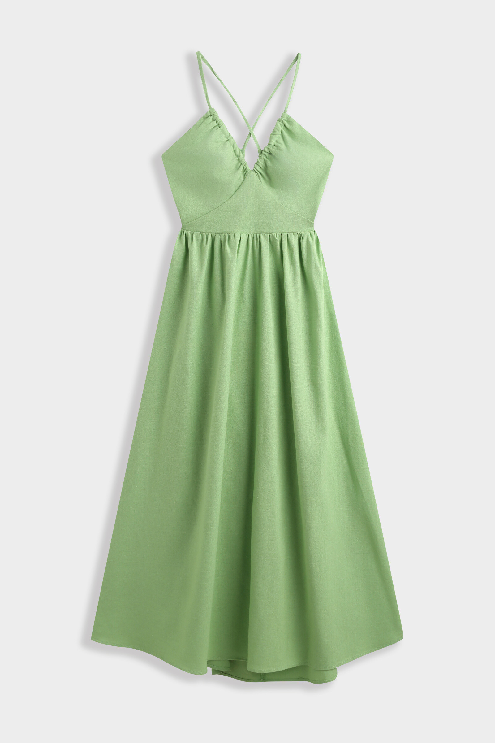 Mayorista Copperose - Vestido largo de lino mezclado con Openwork Back