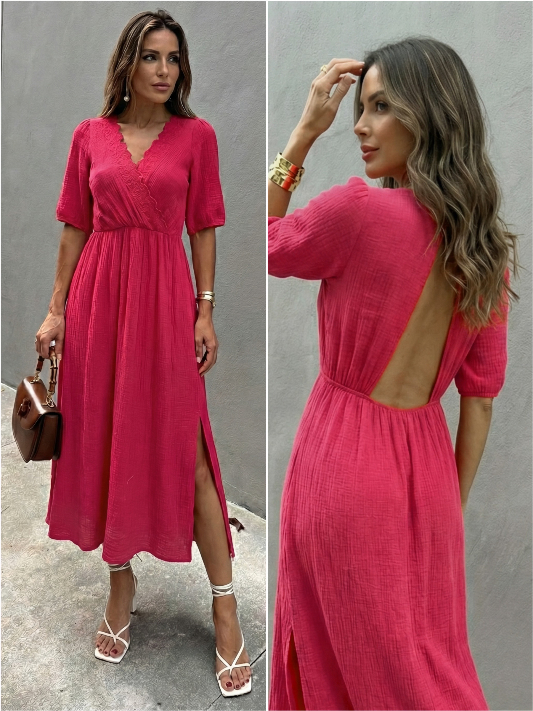 Grossiste Copperose - Robe midi en gaze de coton à broderies