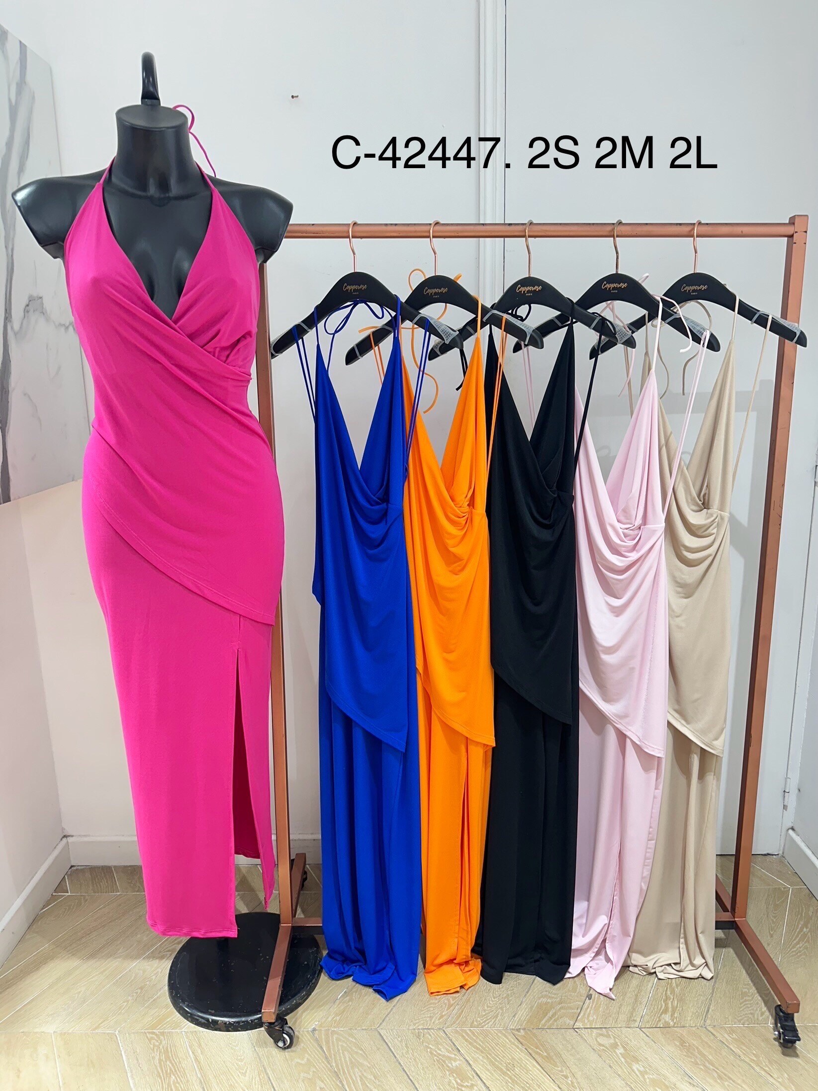 Wholesaler Copperose - Long backless draped knit dress