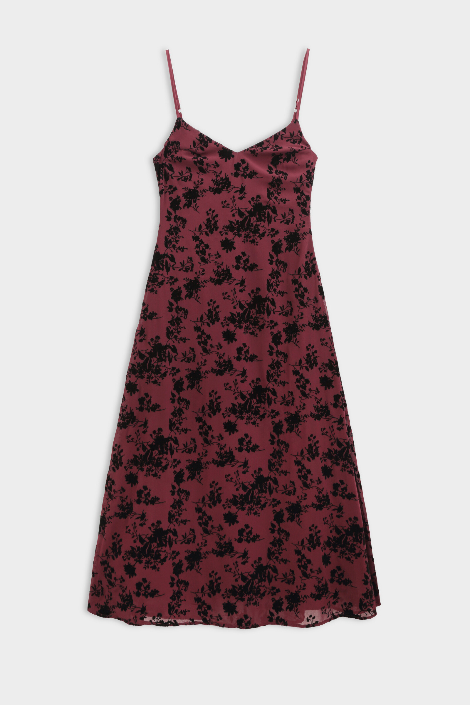 Wholesaler Copperose - Long flocked velvet dress with thin straps