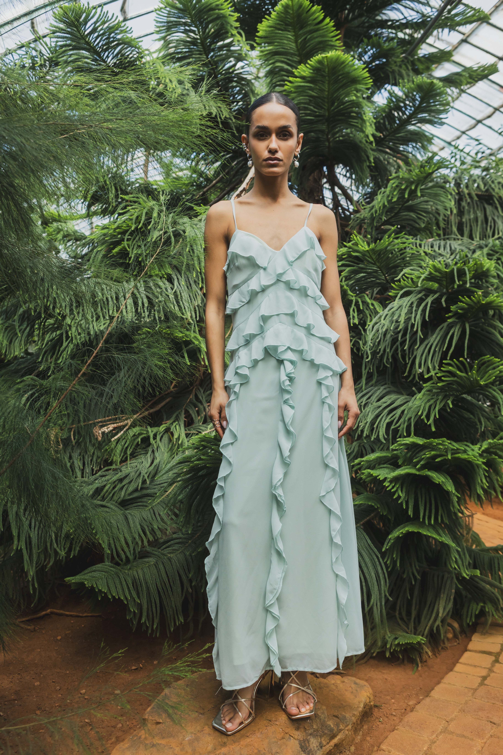 Grossiste Copperose - ROBE LONGUE A VOLANTS