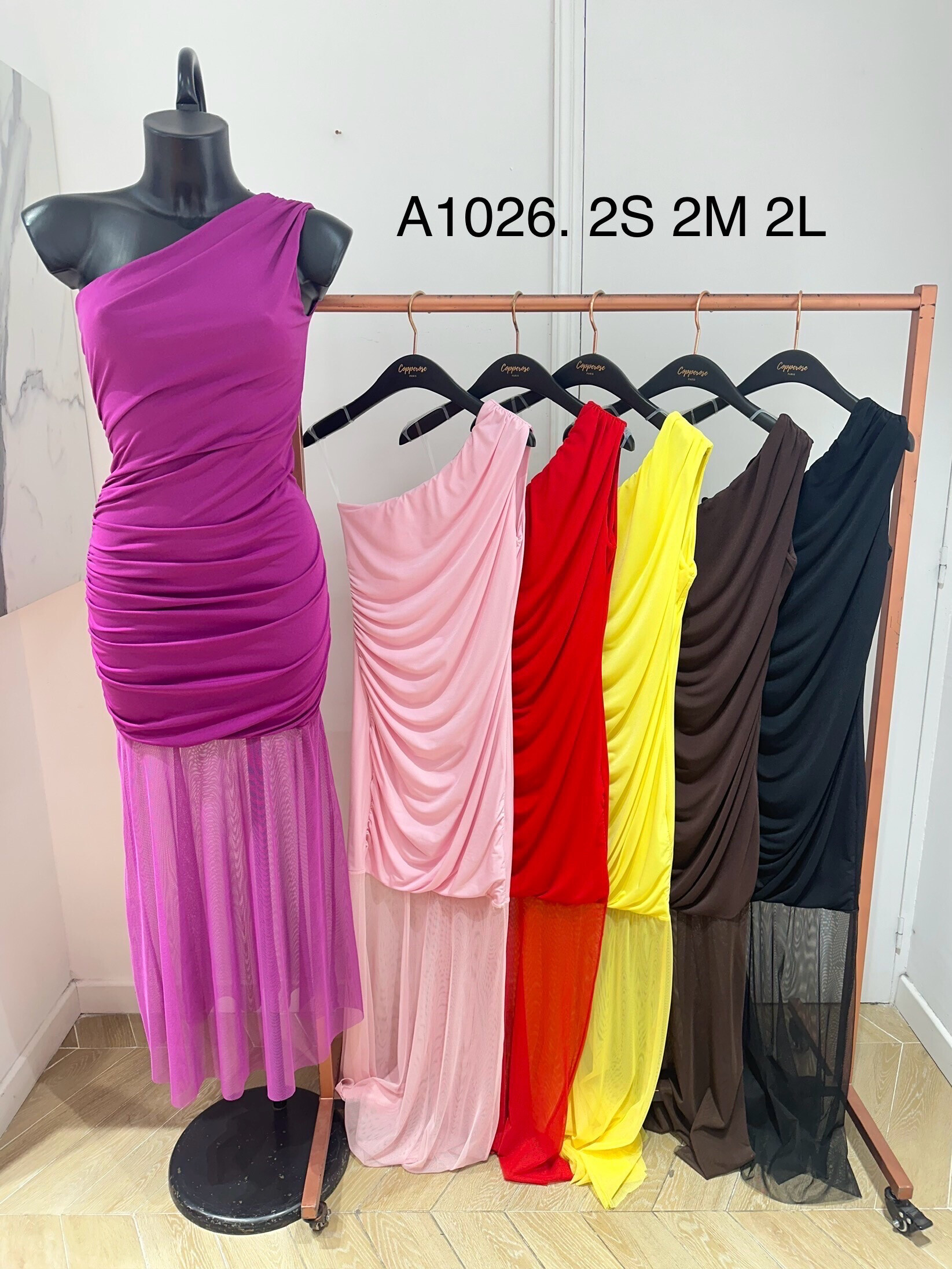 Grossista Copperose - Abito a maglia lunga con gonna di tulle