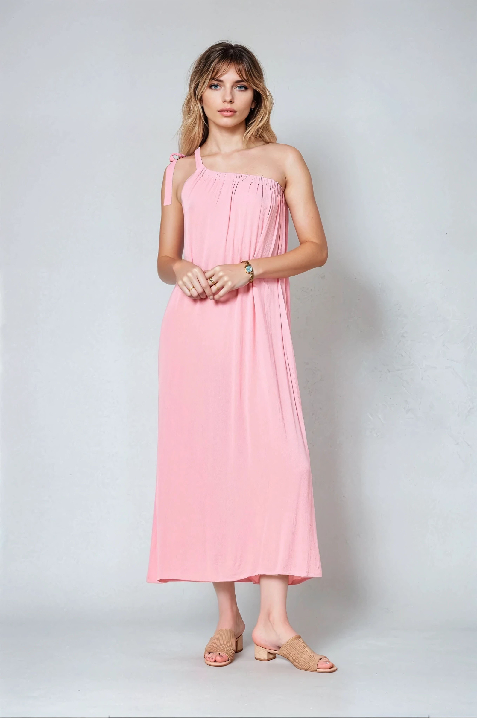 Mayorista Copperose - Vestido midi con escote asimétrico