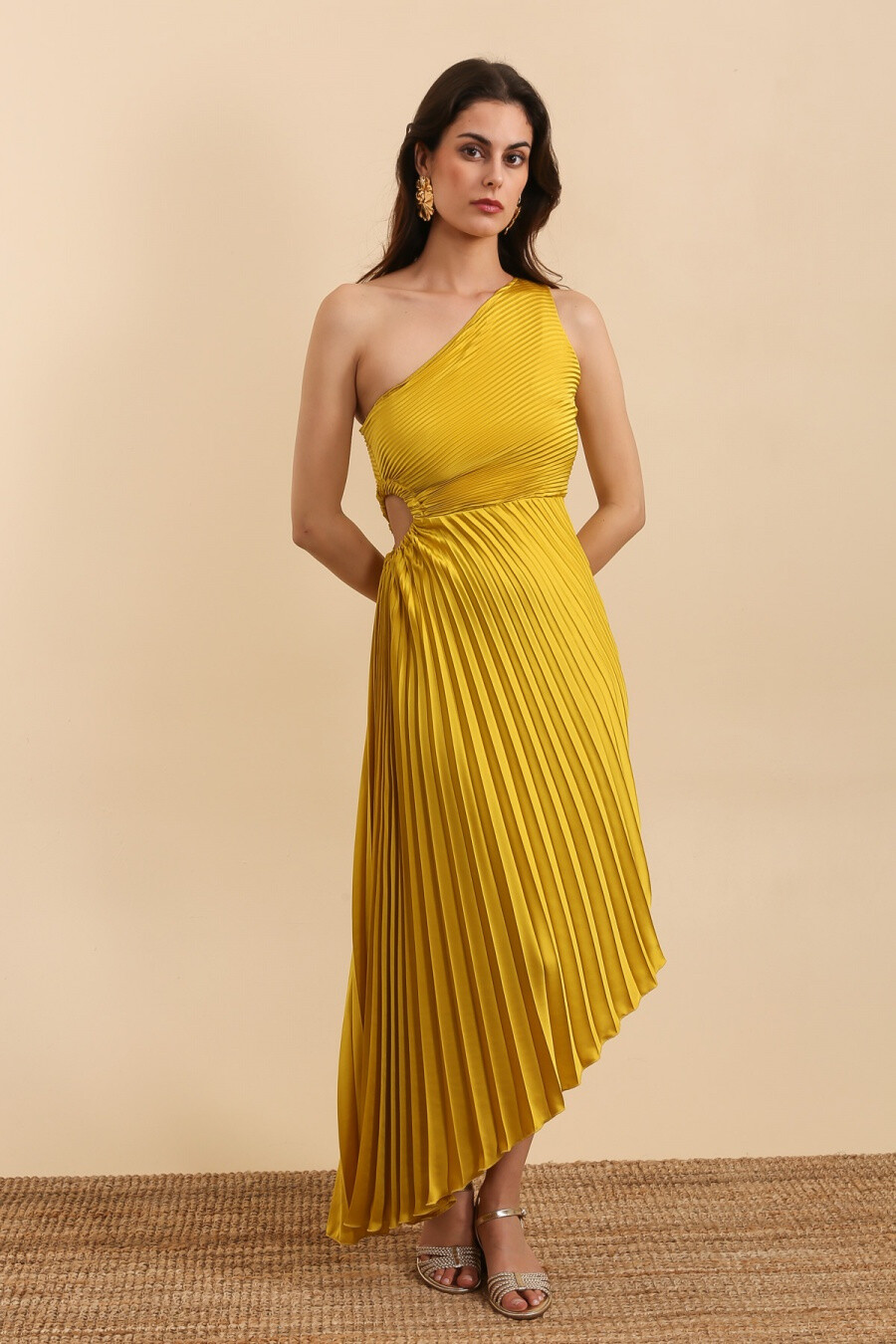 Grossiste Copperose - Robe longue plissée asymétrique