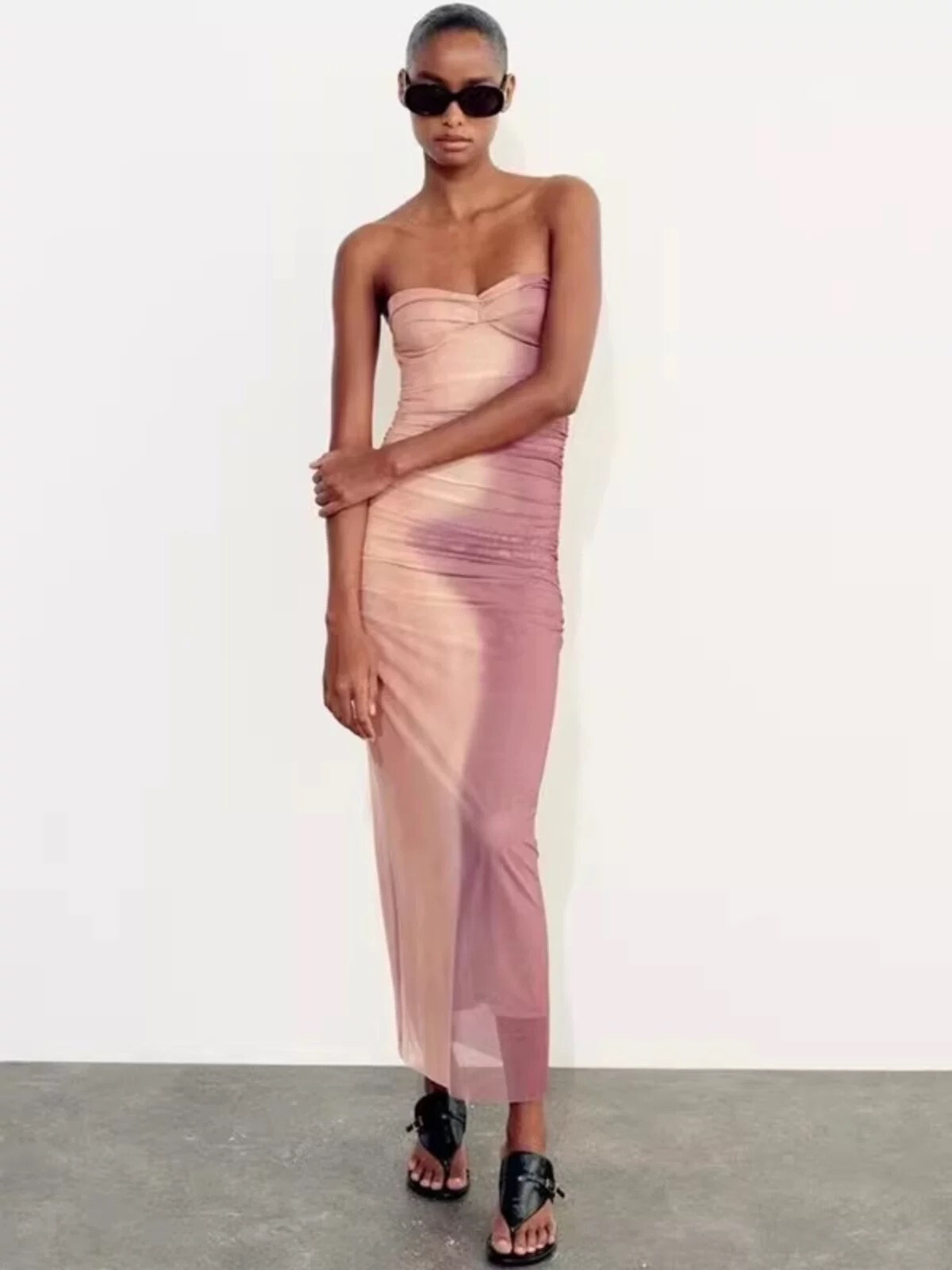 Wholesaler Copperose - Midi Dress in tulle print tie and dye