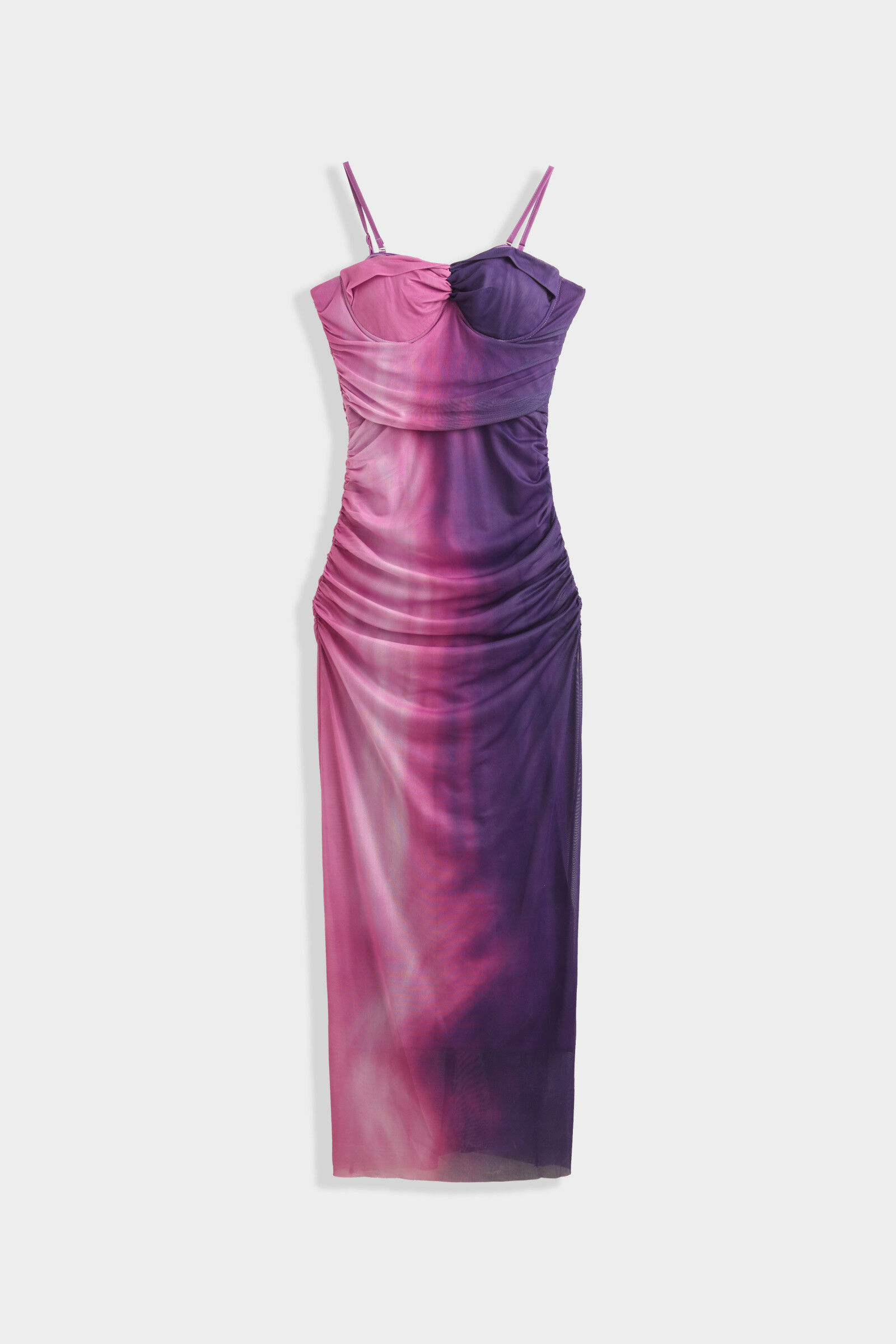 Mayorista Copperose - Vestido midi con corbata y tinte de estampado de tul