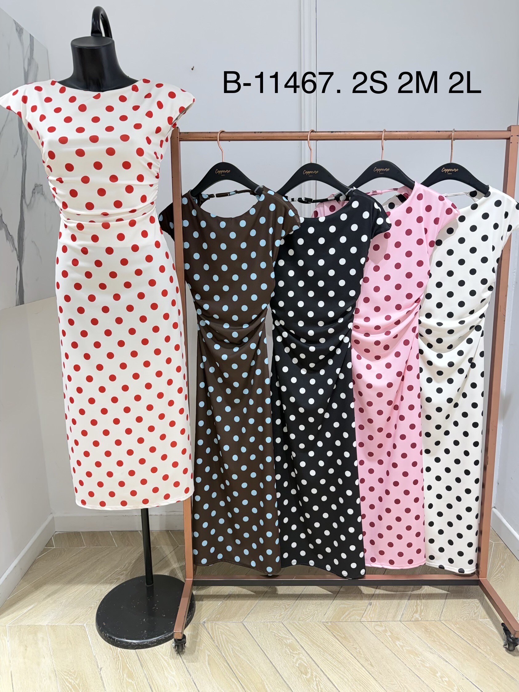 Mayorista Copperose - VESTIDO MIDI ENCAJE TOPOS
