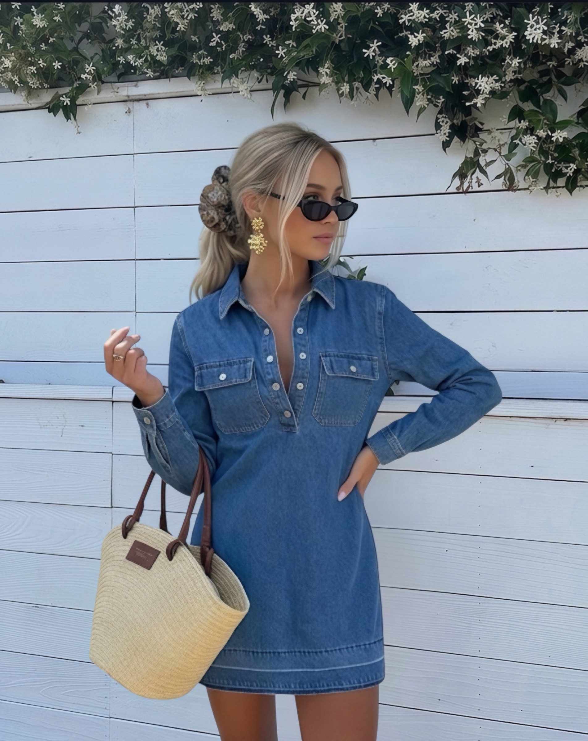 Grossiste Copperose - ROBE CHEMISE COURTE EN DENIM