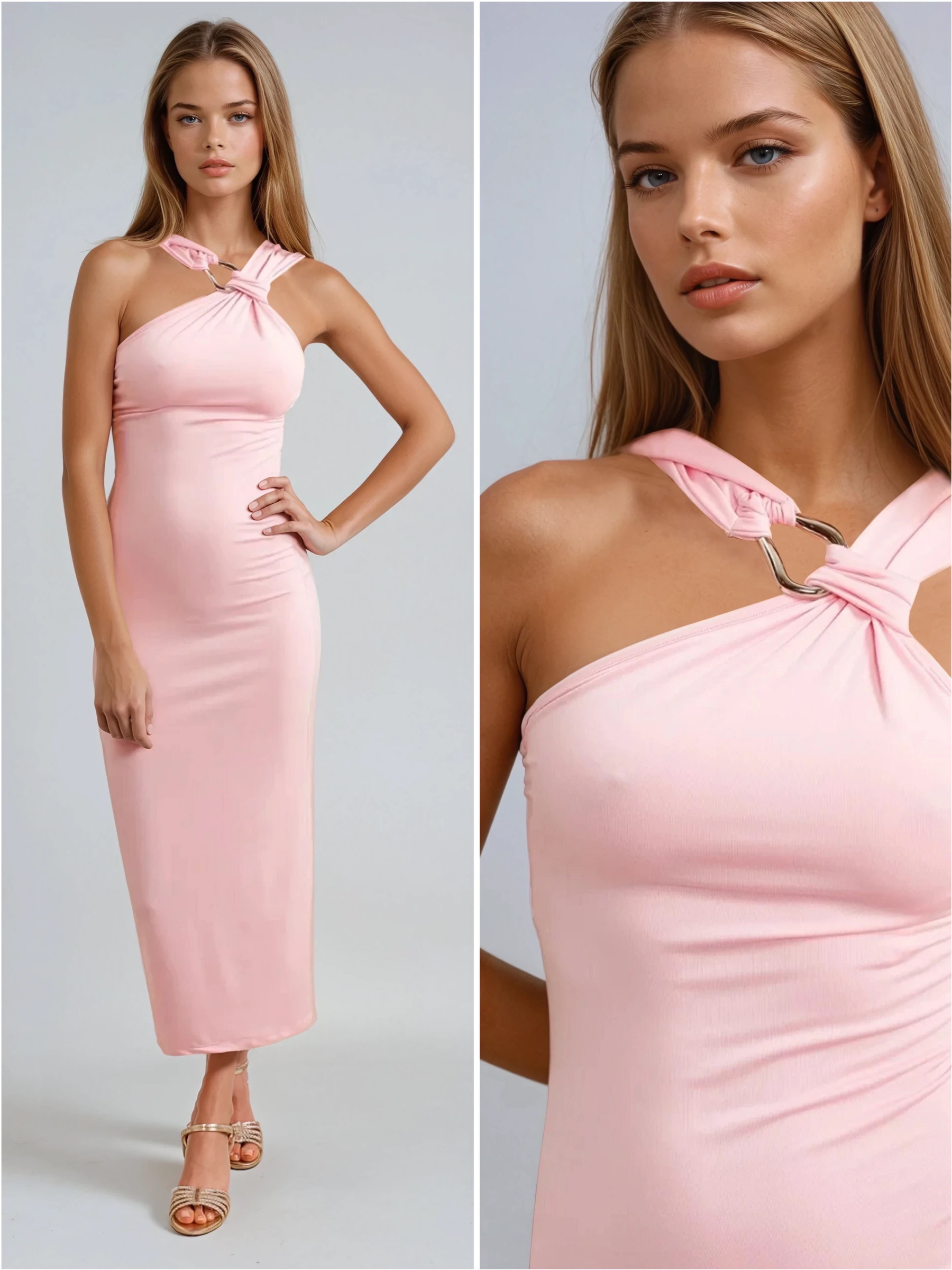 Mayorista Copperose Outlet - Vestido largo de movimiento largo Partras asociadas con hebilla triangular