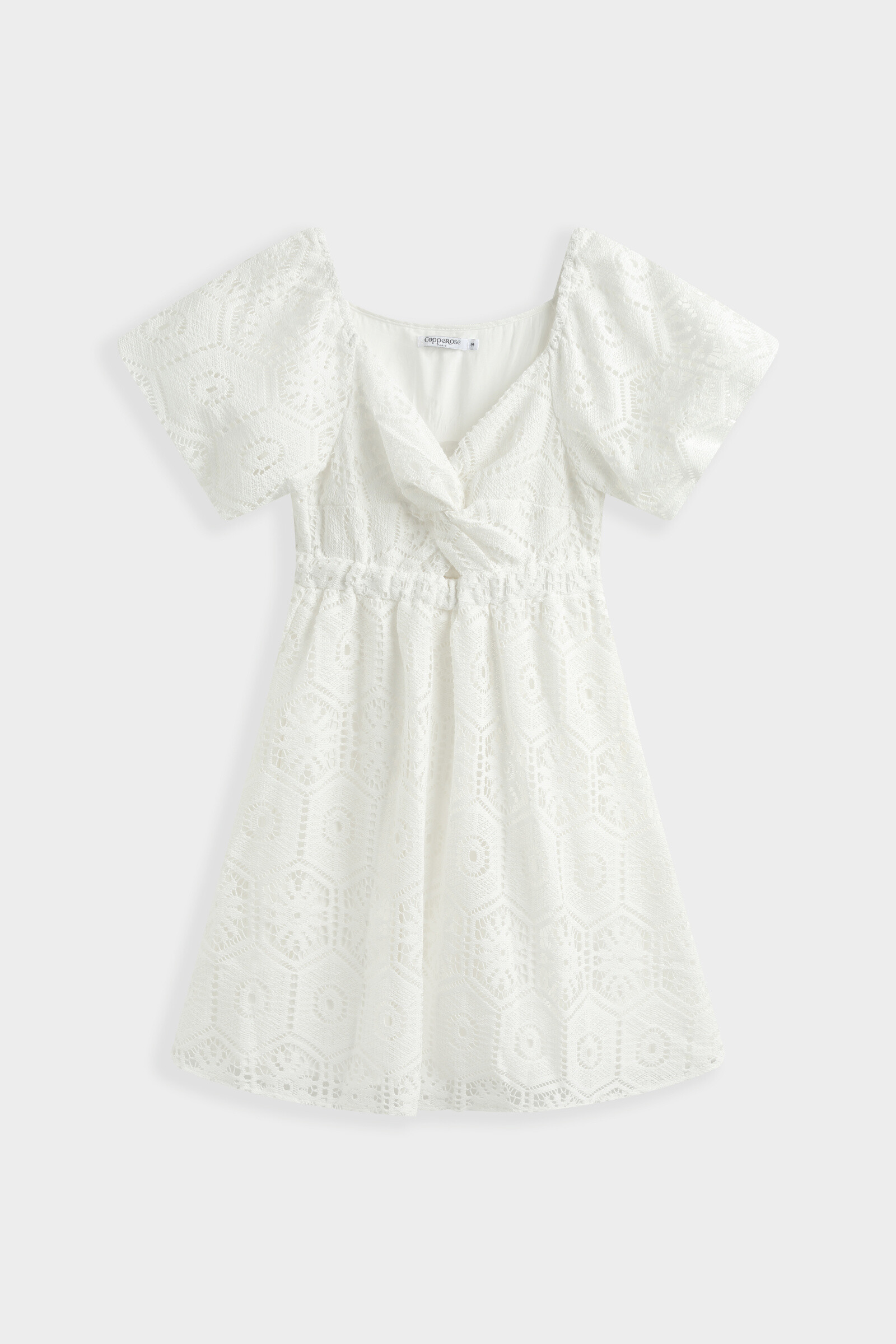 Grossiste Copperose - Robe courte en dentelle crochet au géométrique hexagonal