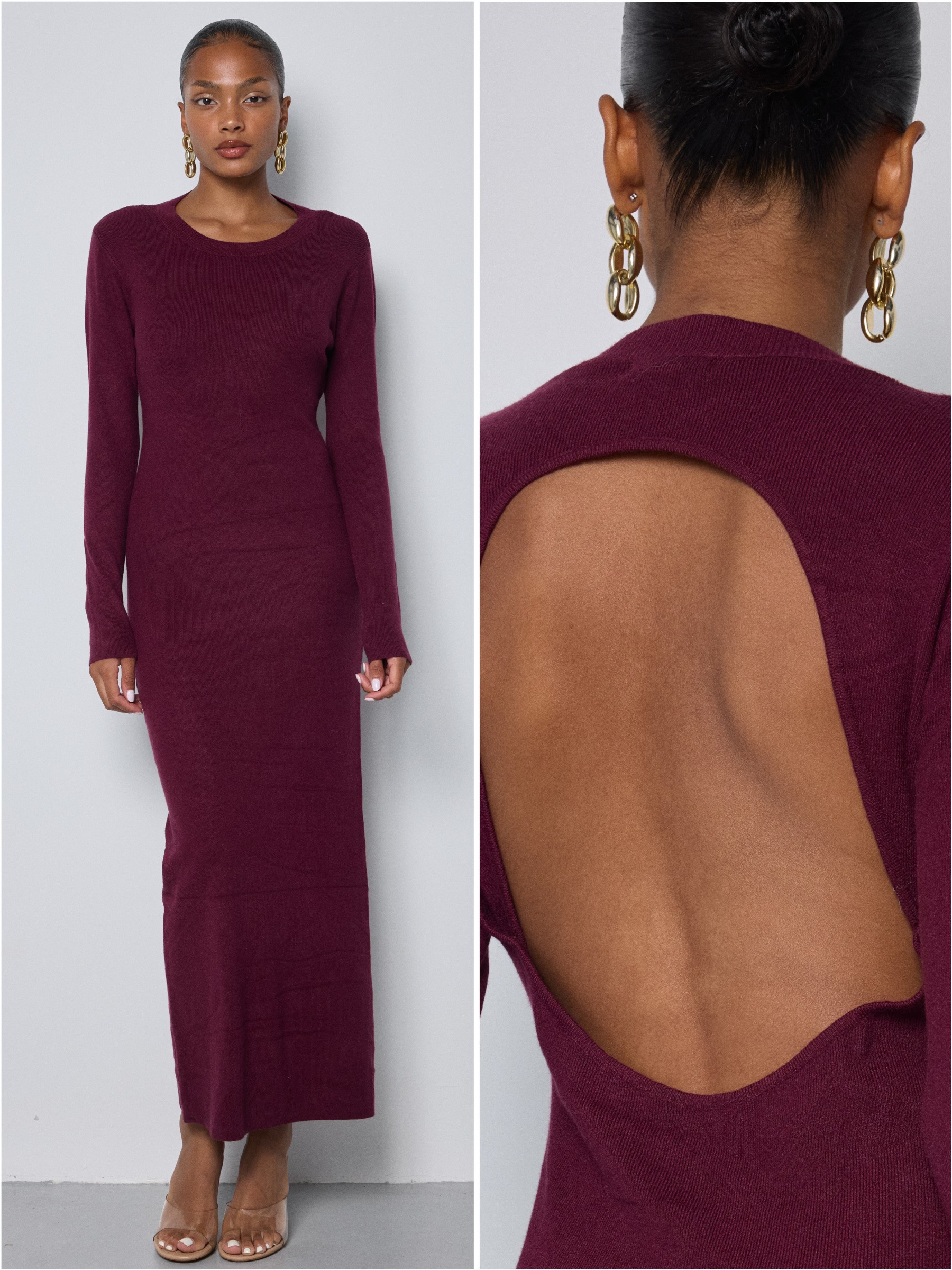 Grossiste Copperose - Robe longue en maille dos ouvert