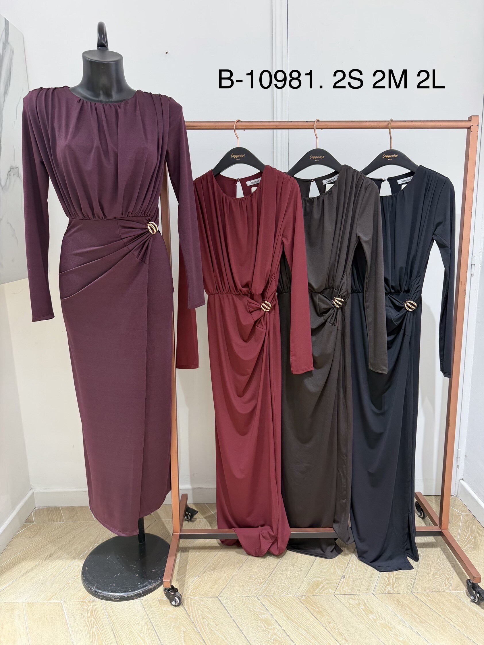Wholesaler Copperose - LONG DRESS WITH RUCHING AND METALLIC RING