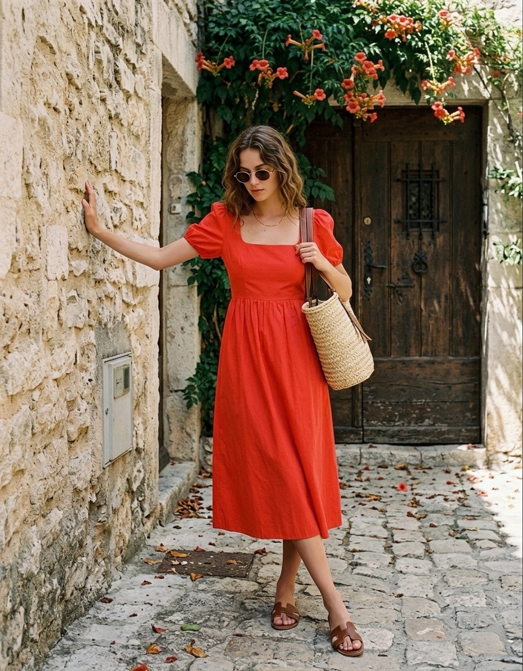 Grossiste Copperose - Robe midi en coton avec nœuds au dos