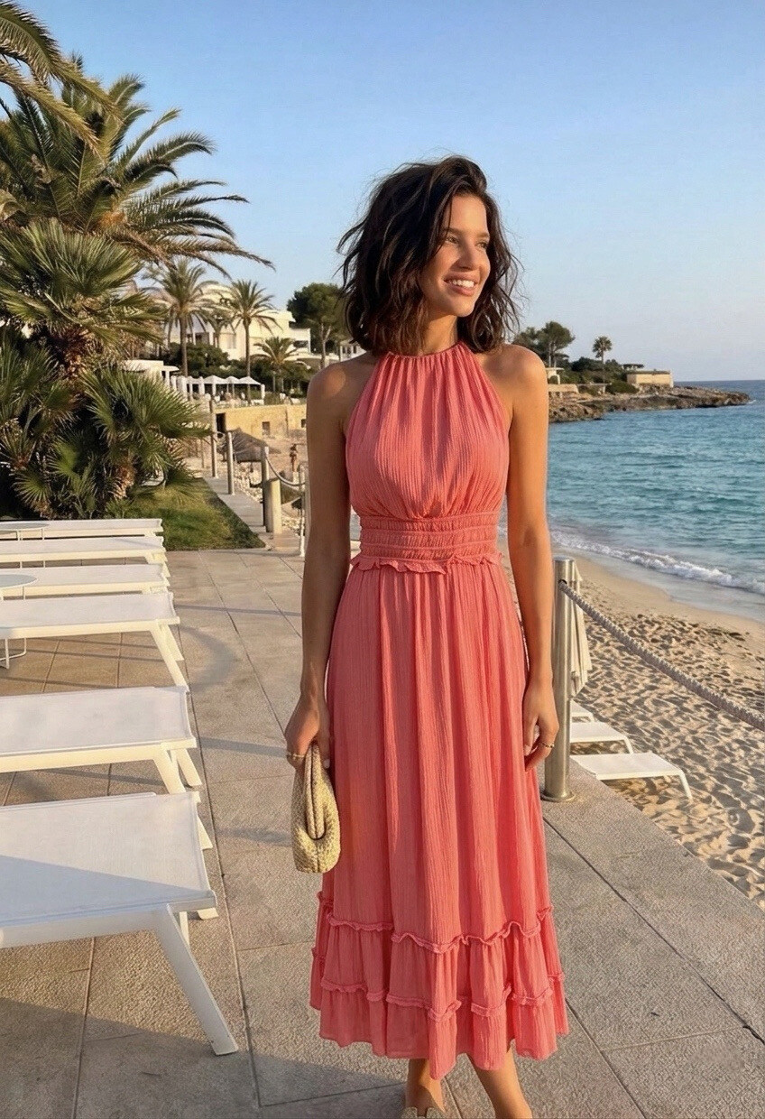Mayorista Copperose - VESTIDO CON VOLANTES Y ESPALDA DESCUBIERTA